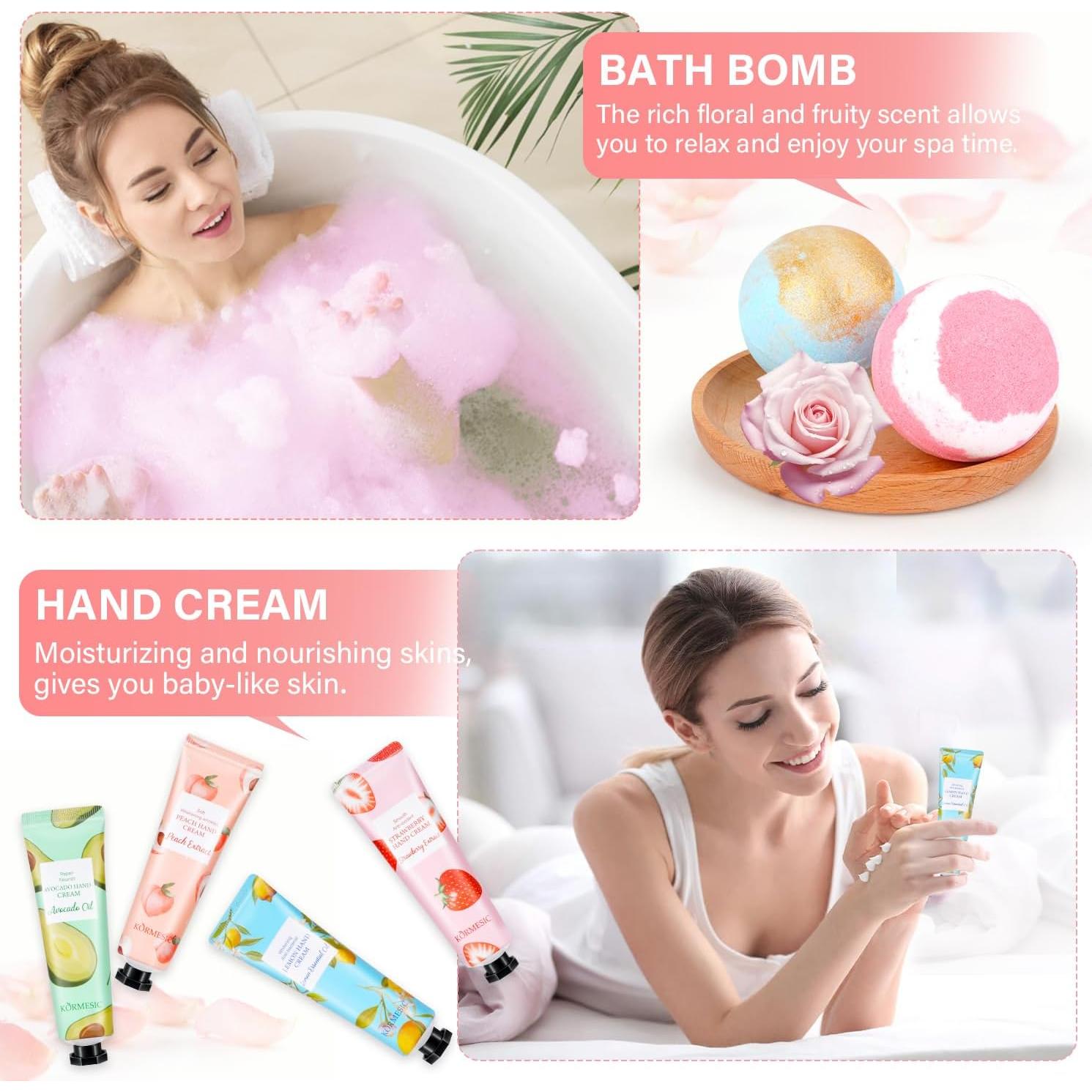 Gifts for Women, Bath Sets for Women Gift, Teacher Appreciation Gifts, Nurse Gifts, Bath Bombs and Hand Lotion Set, Bridesmaid Birthday Gifts, Self Care Gifts for Corworkers