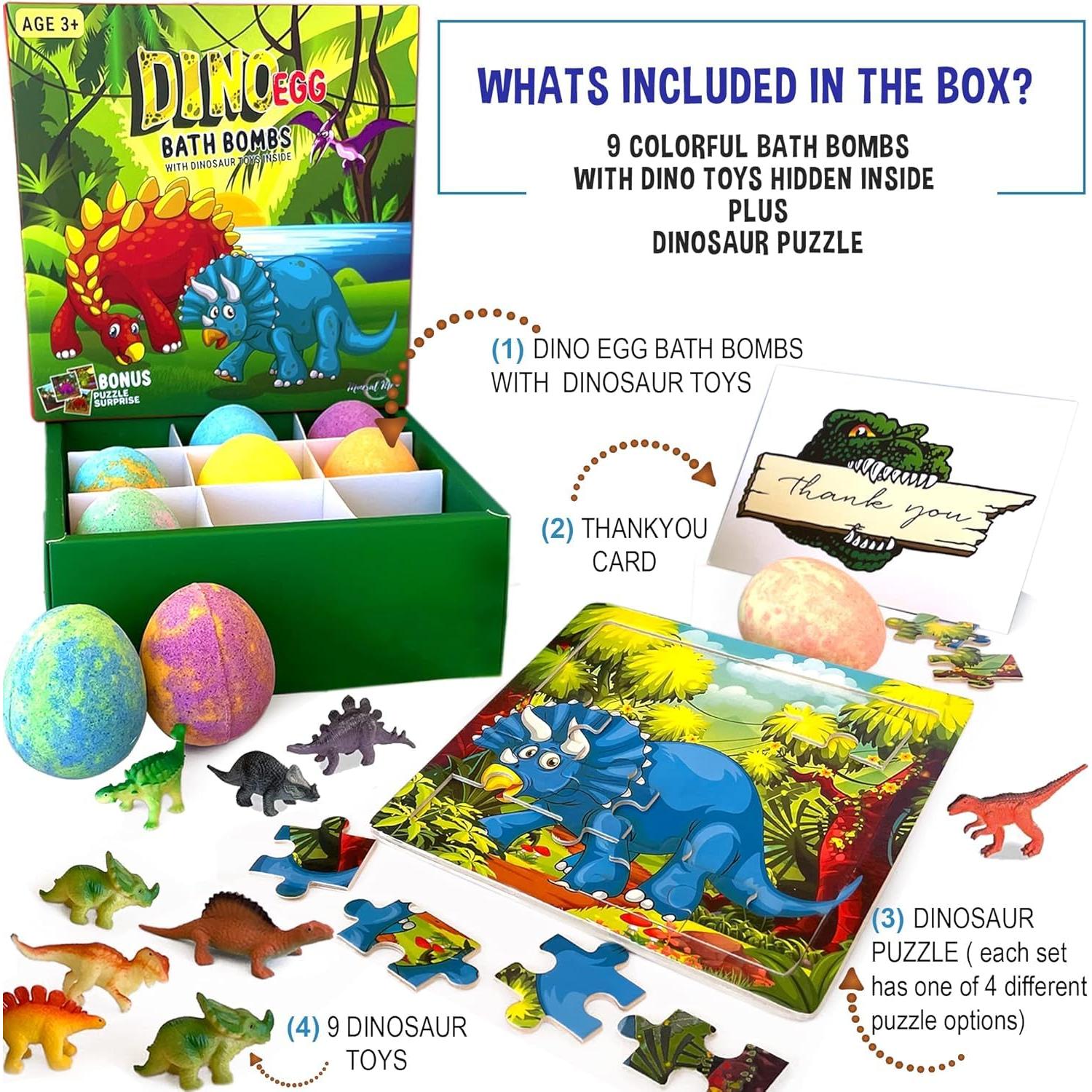 Bolas de Baño Orgánicas para Niños - Set de 9 Huevo DINO