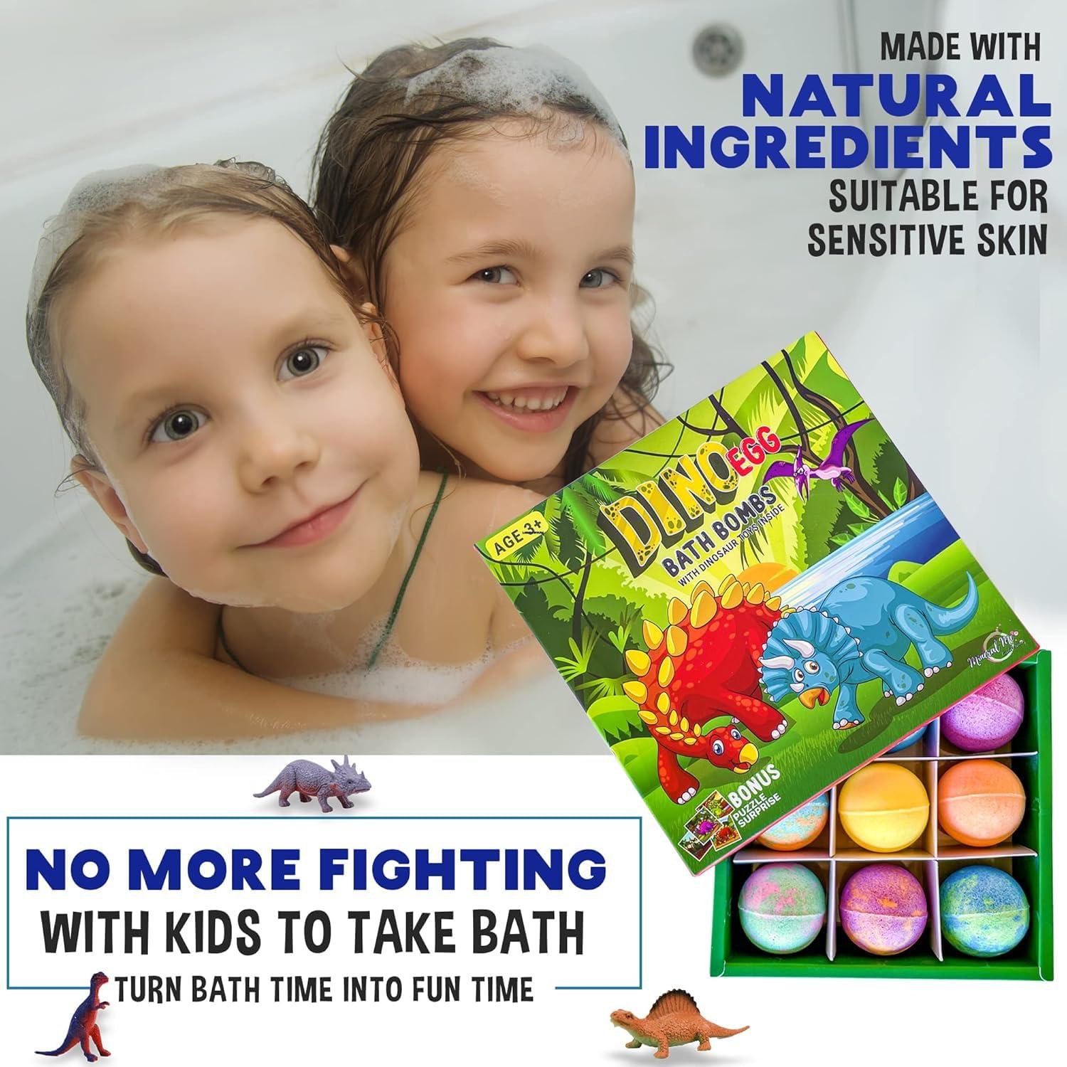 Bolas de Baño Orgánicas para Niños - Set de 9 Huevo DINO