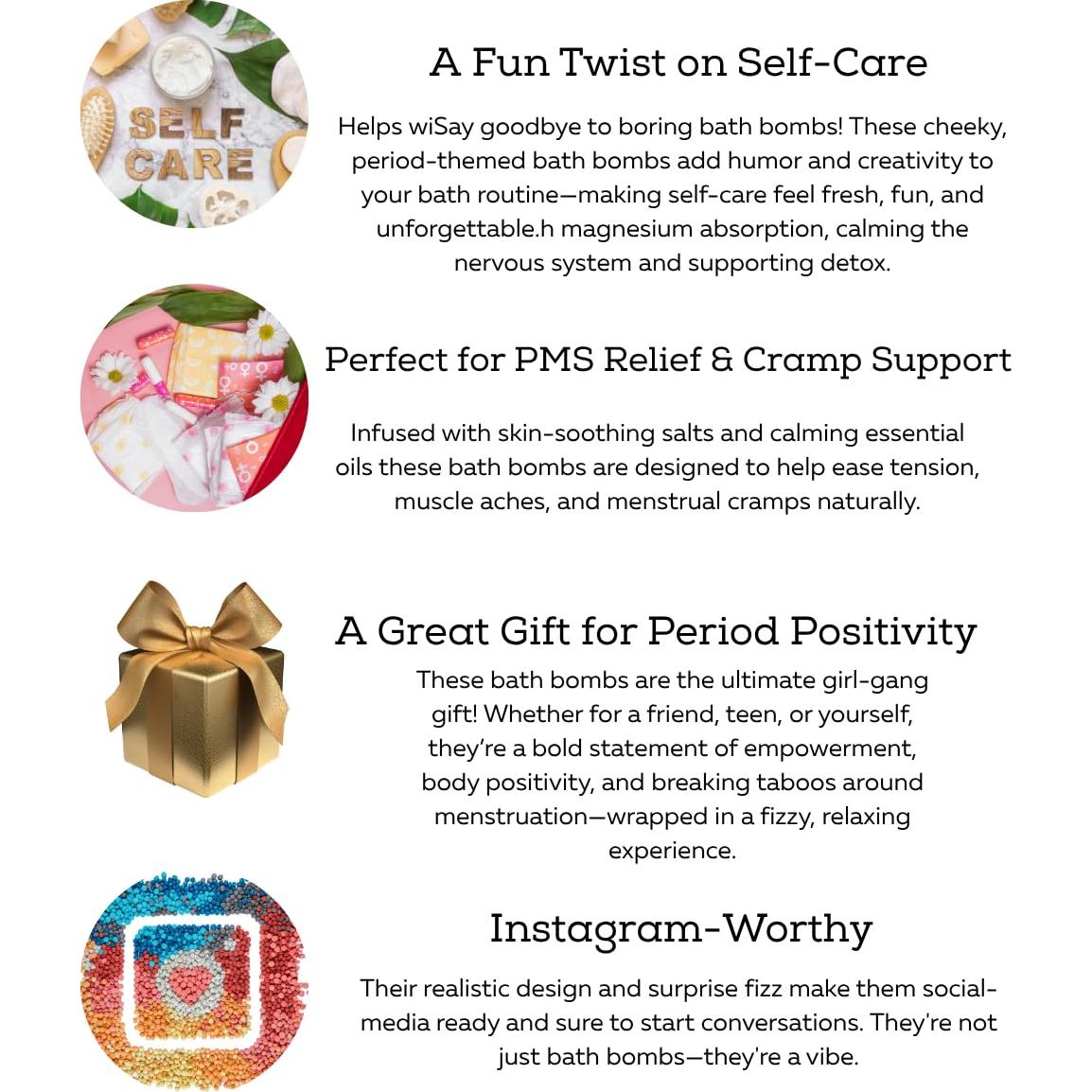 Bombas de Baño en Forma de Compresa Menstrual - Set de 2