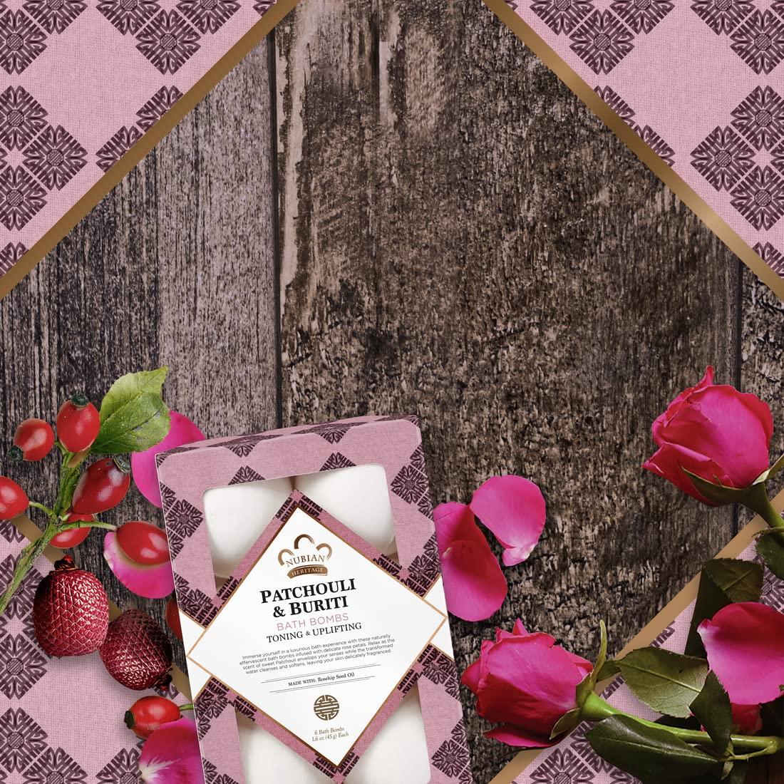 Bolas de Baño Nubian Heritage Patchouli y Buriti 6 Unidades 45 g