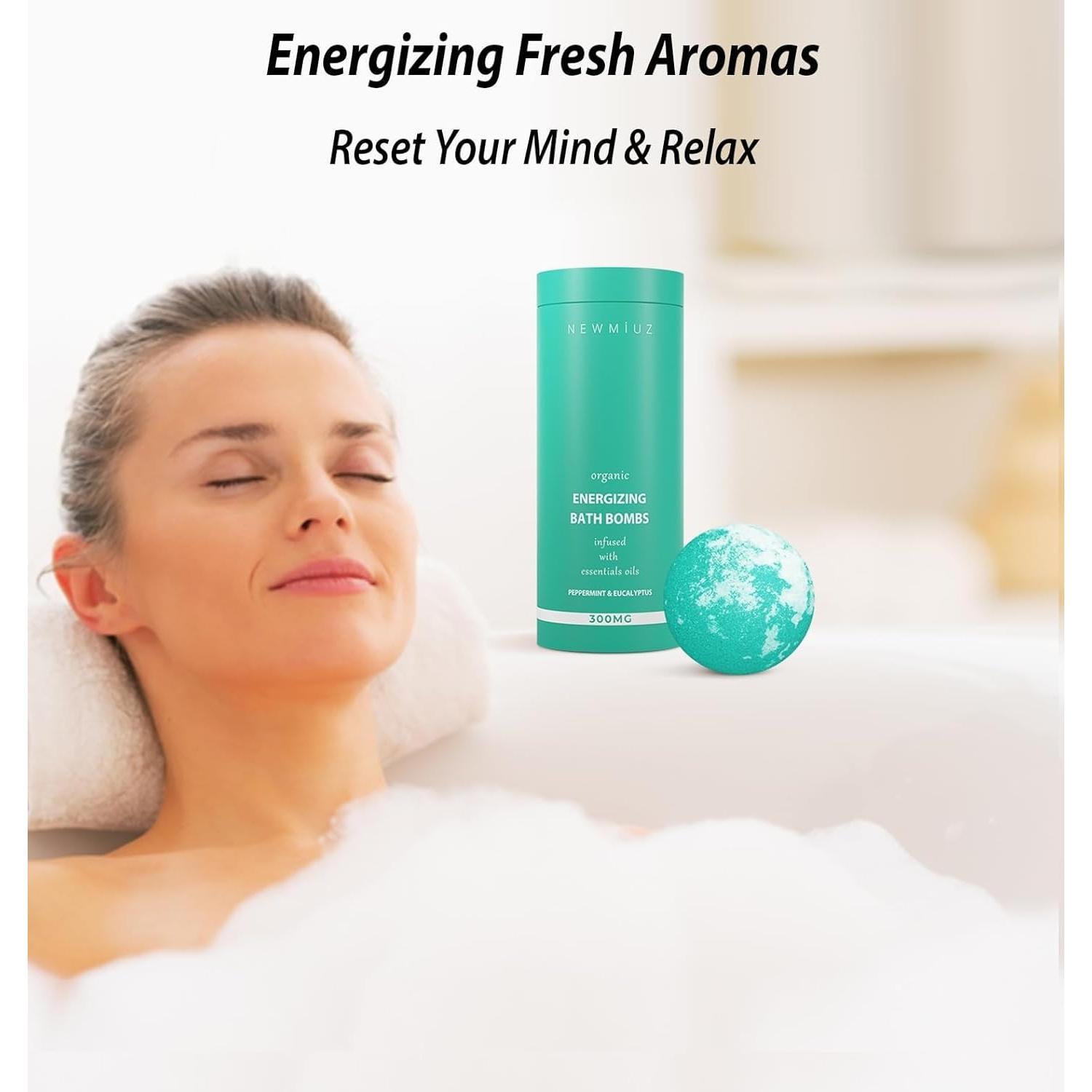 Bomba de Baño Efervescente New Miuz Eucalipto Menta 3 Unidades