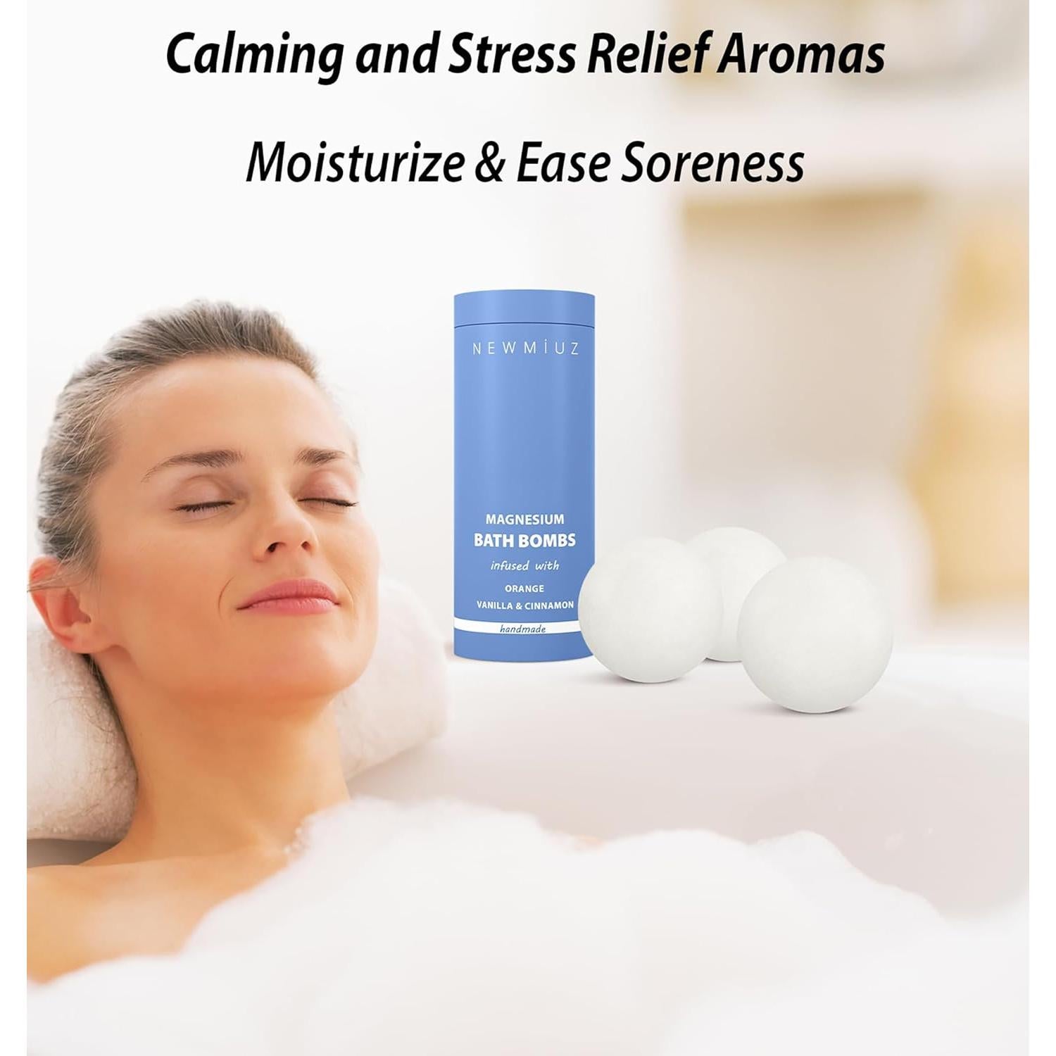 Bolas de Baño de Magnesio New Miuz - Aceite Esencial Naranja, Canela y Vainilla