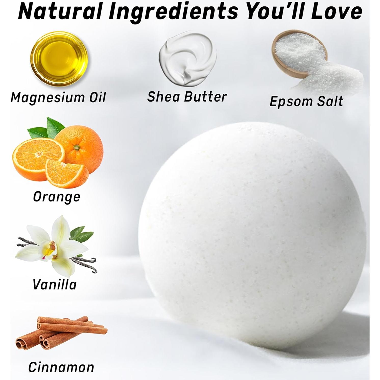 Bolas de Baño de Magnesio New Miuz - Aceite Esencial Naranja, Canela y Vainilla