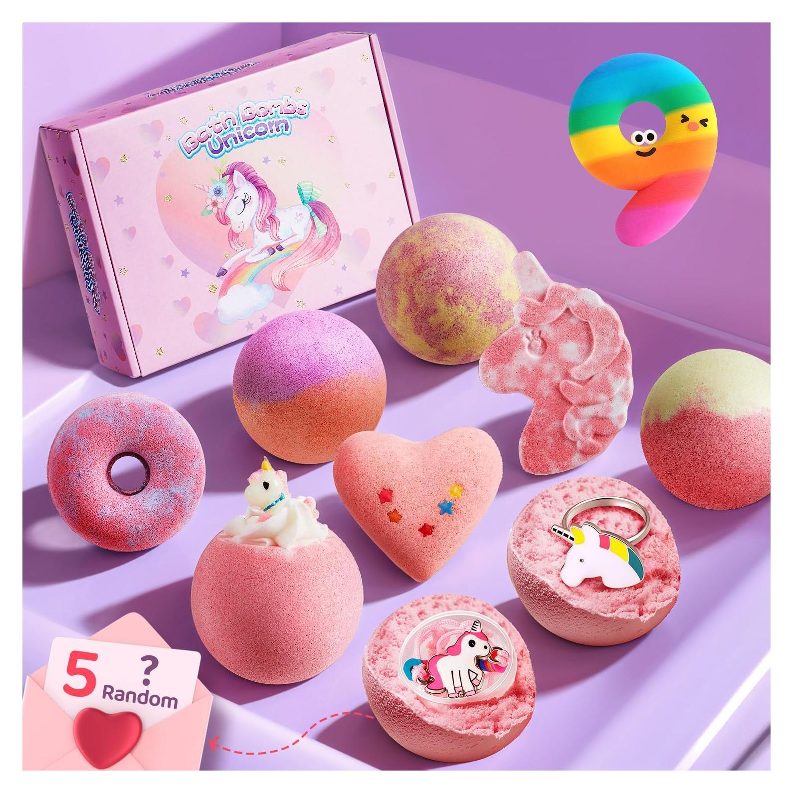 Bombas de Baño Unicornio One Fire - 9 Piezas con Juguetes