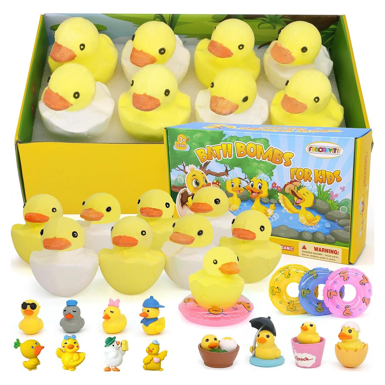 Set de 8 Bombas de Baño Naturales con Juguetes de Pato