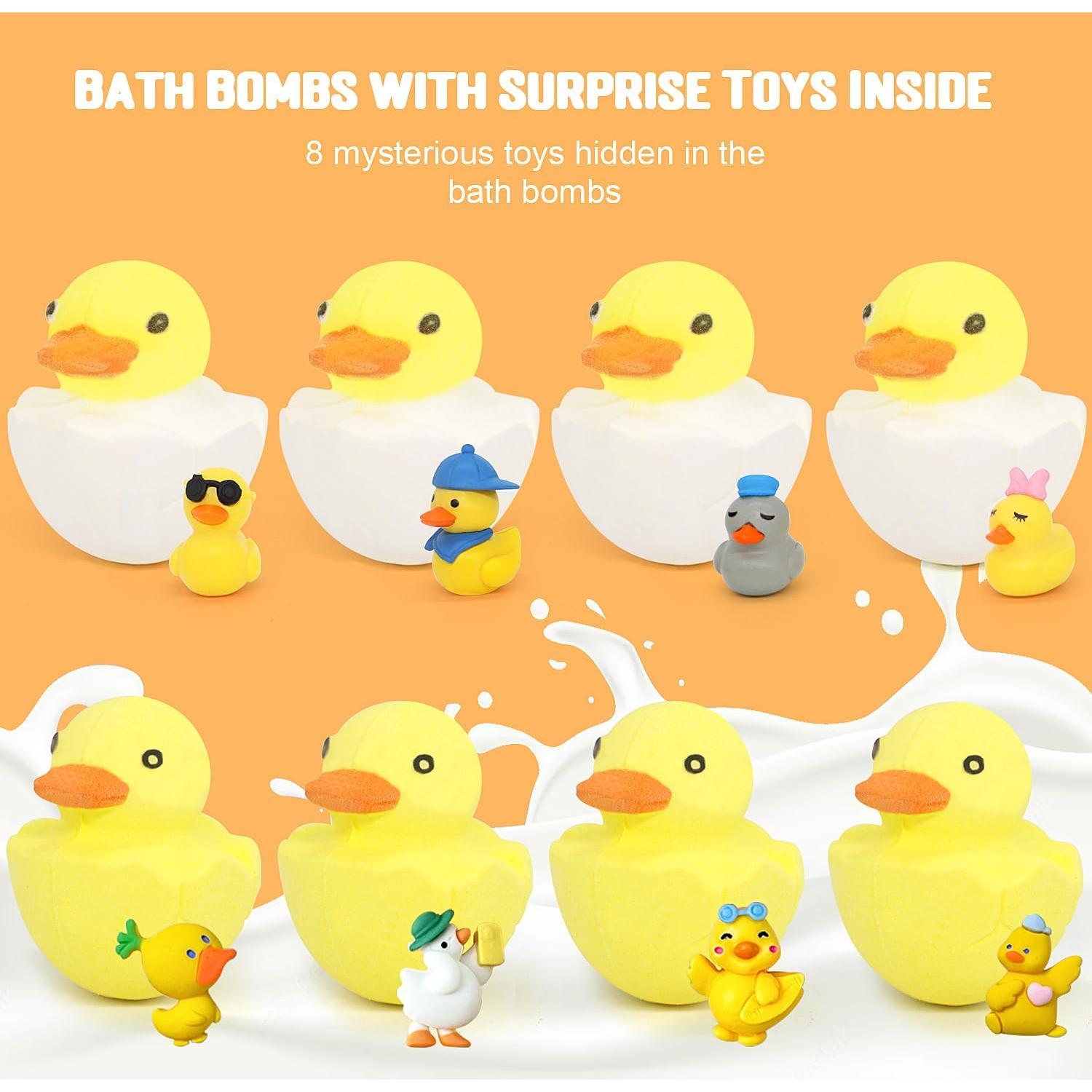 Set de 8 Bombas de Baño Naturales con Juguetes de Pato