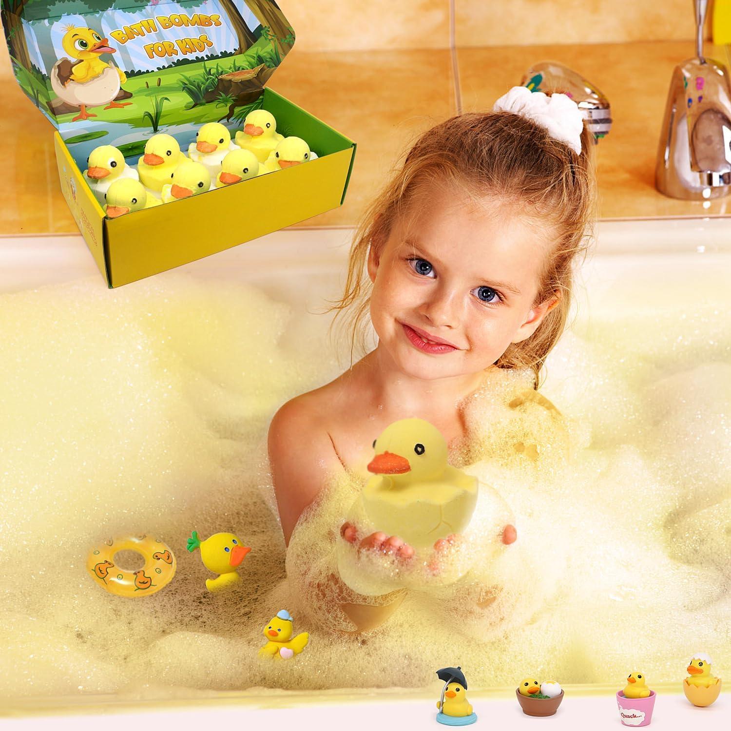 Set de 8 Bombas de Baño Naturales con Juguetes de Pato