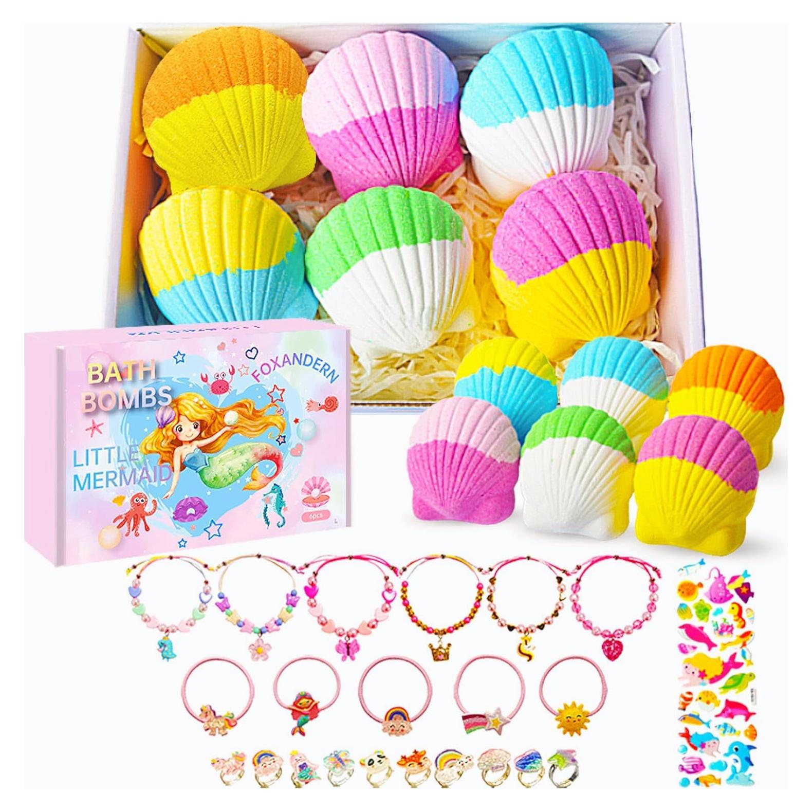 Bombas de Baño Foxandern para Niñas - 6 Piezas con Joyería Sorpresa