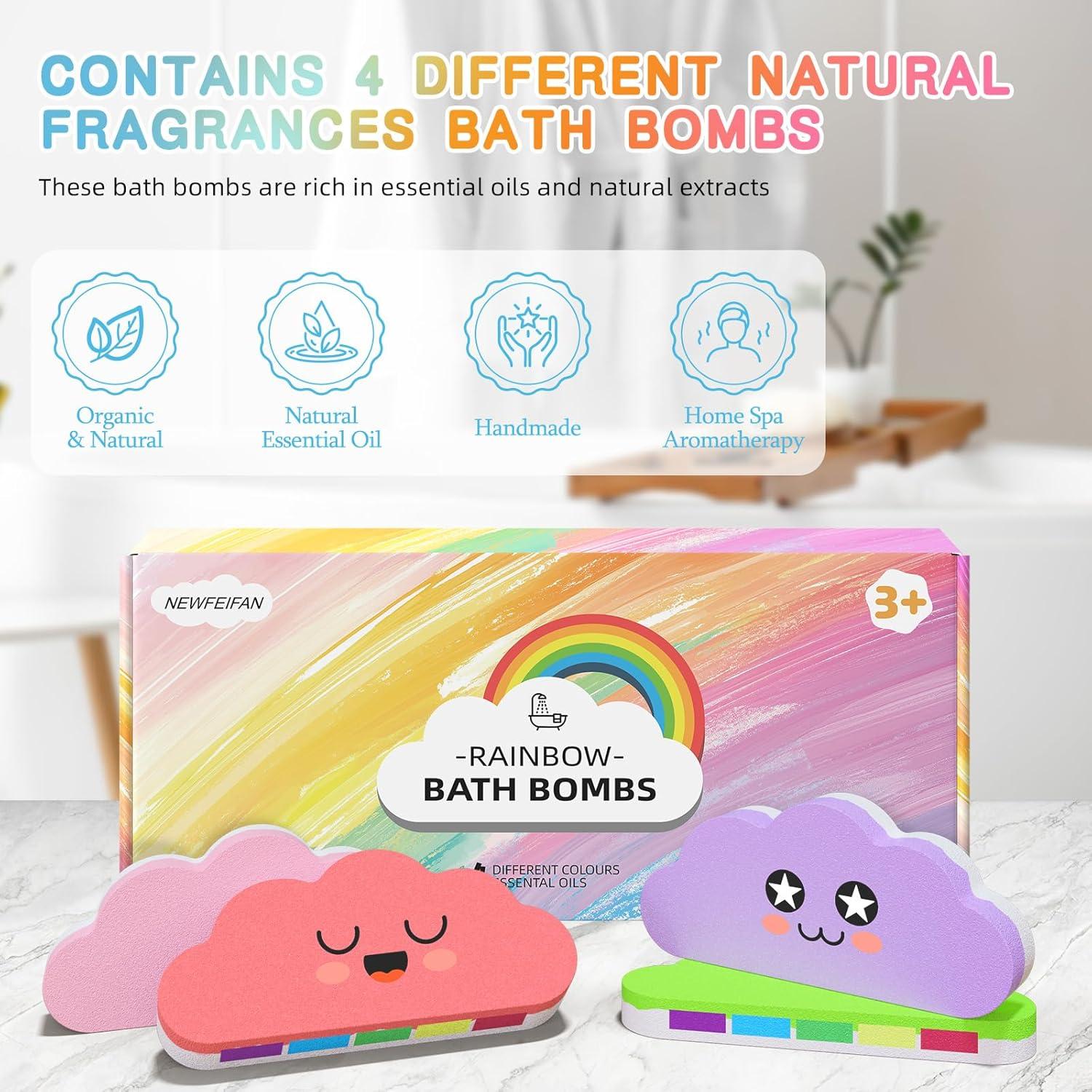 Conjunto de 4 Bombas de Baño Arcoíris NEWFEIFAN - Juguetes Coloridos