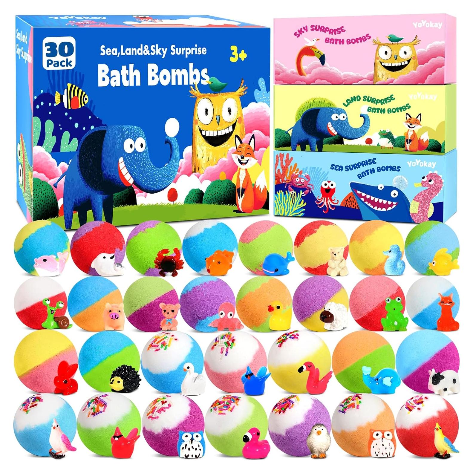 30 Bombas de Baño YoYokay con Juguetes Sorpresa para Niños
