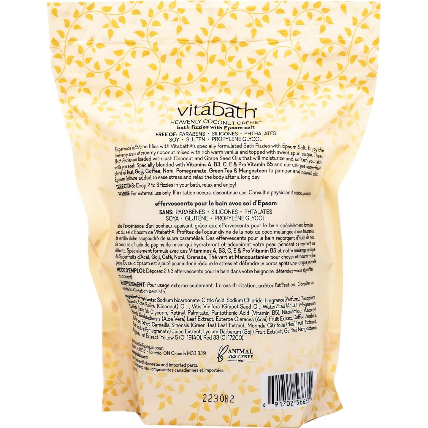 Vitabath Fizzies de Baño Crema de Coco 283.5g - 6 Unidades