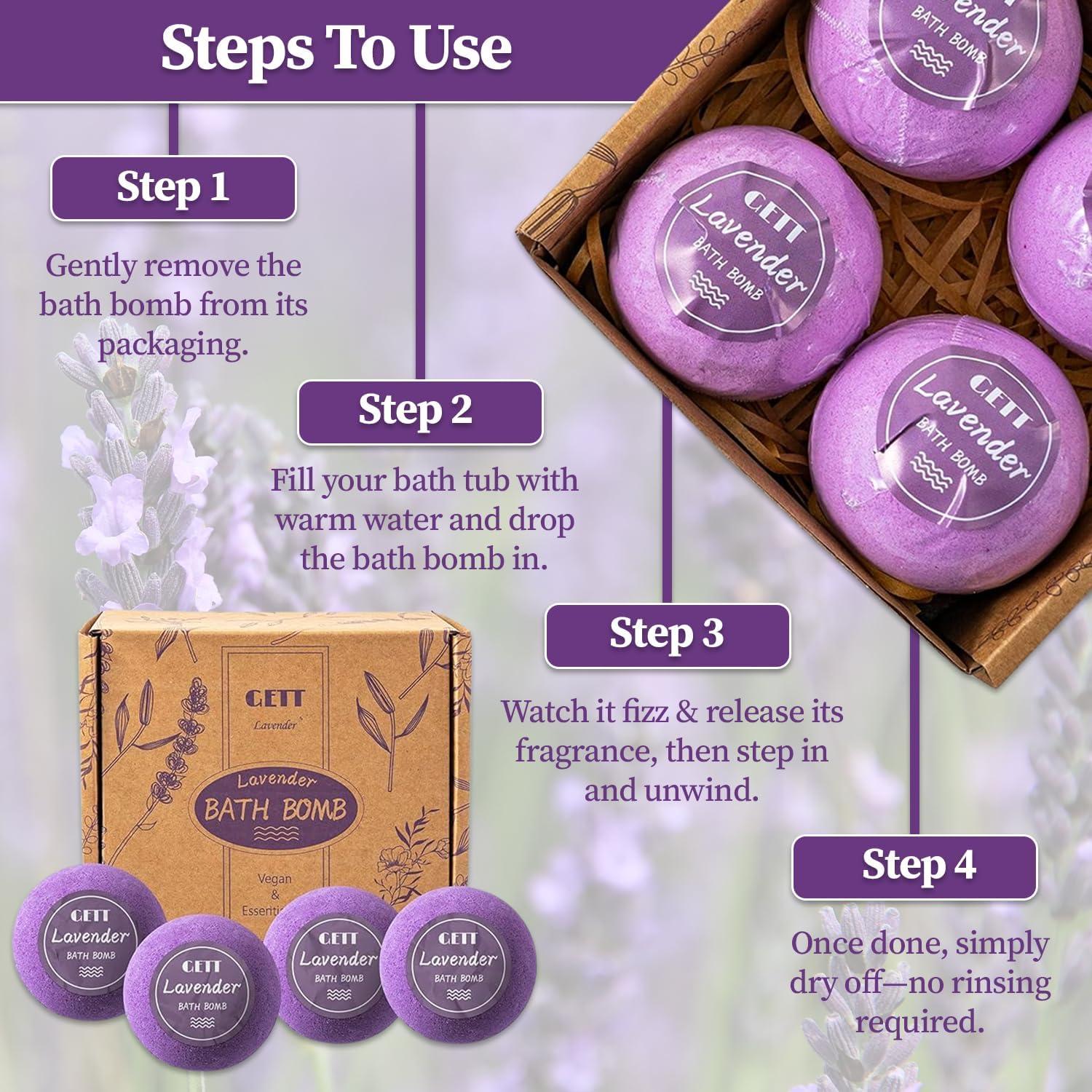 Set de Bombas de Baño de Lavanda GETT - 4 Pzs, Veganas