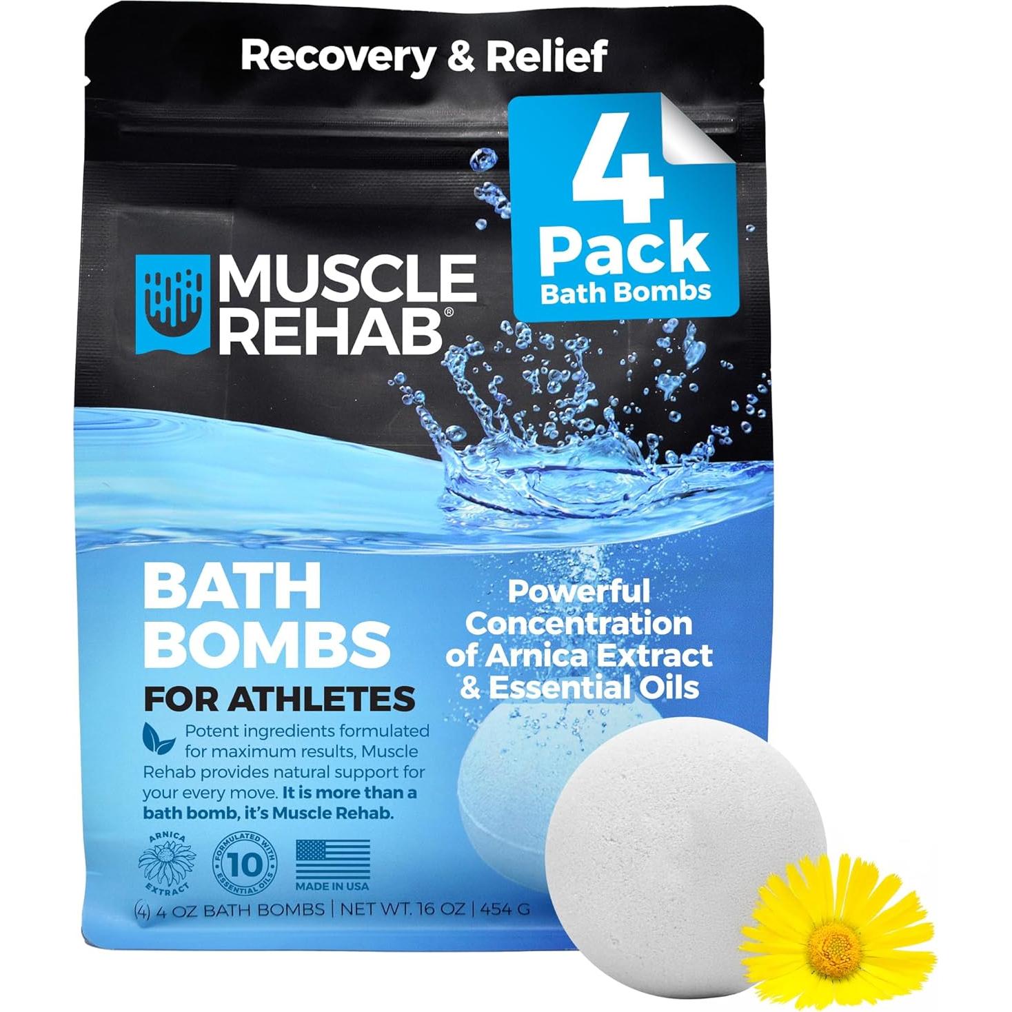 Bombas de Baño Muscle Rehab con Arnica y Eucalipto - 4 Paquete