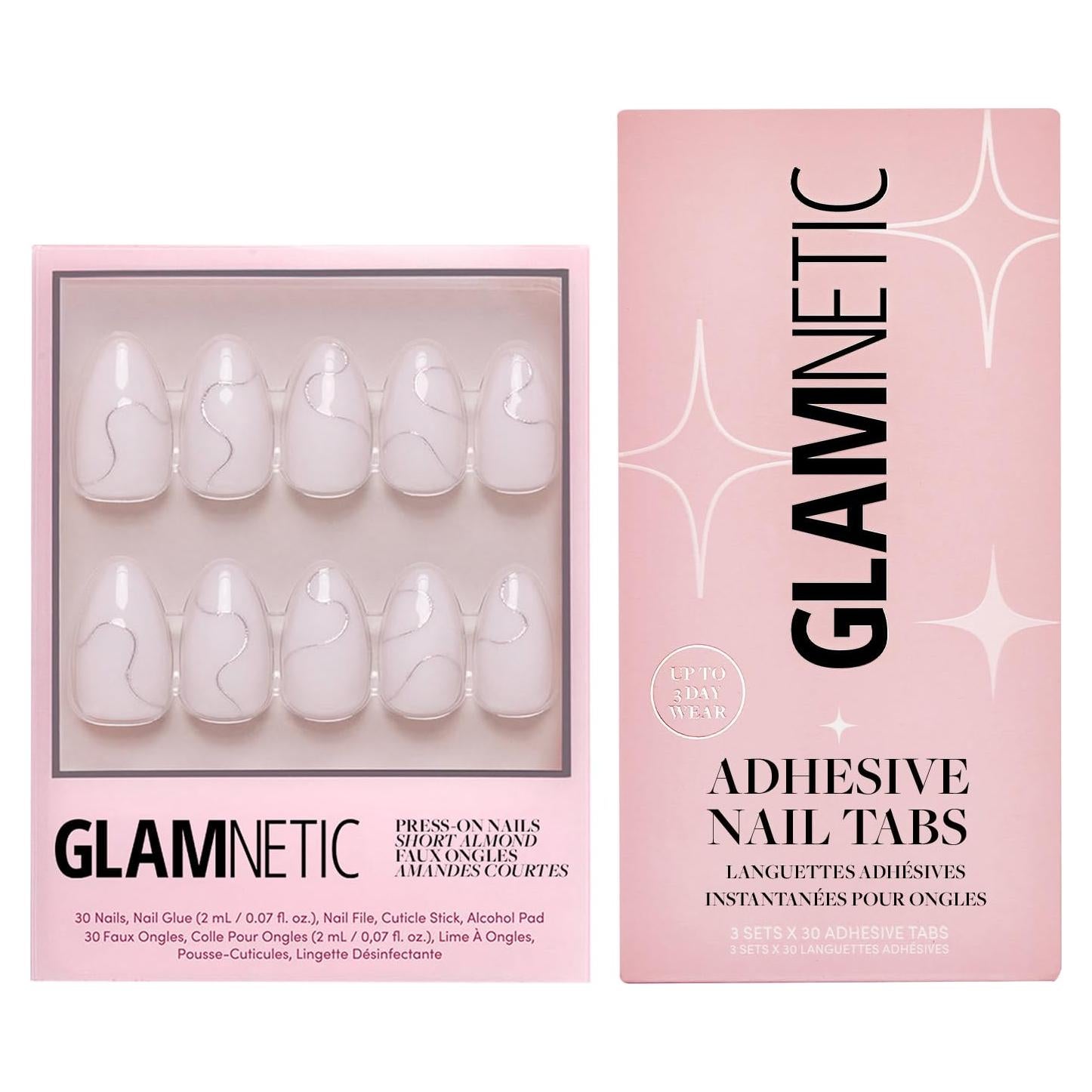 Kit Uñas Postizas Glamnetic Noche Silenciosa 30 Uñas 15 Tamaños