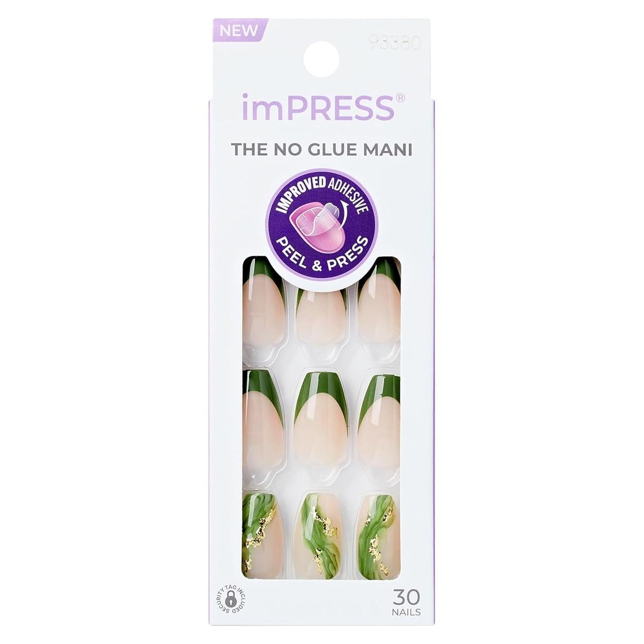Uñas Postizas KISS imPRESS Sin Pegamento Medianas 30 Uñas