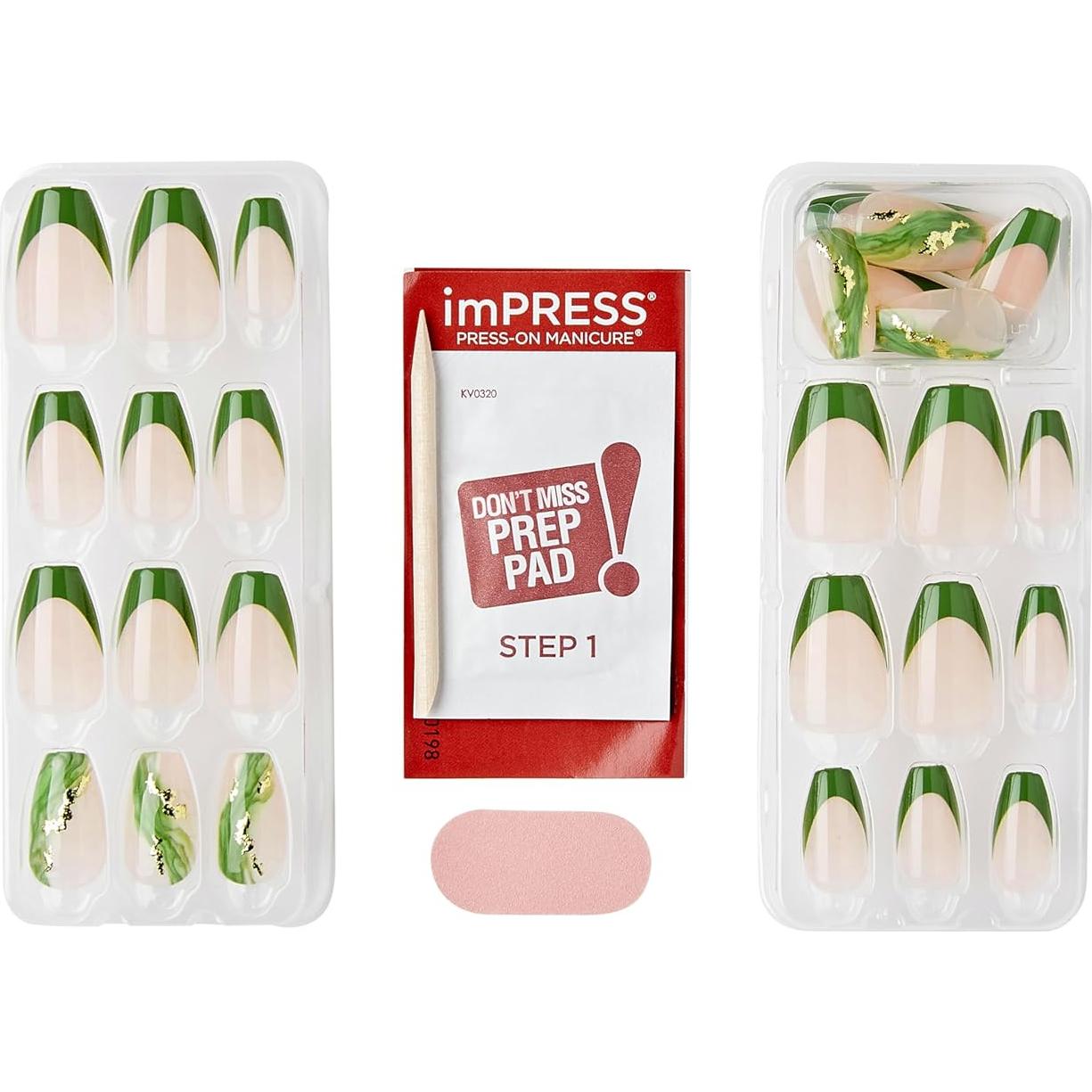 Uñas Postizas KISS imPRESS Sin Pegamento Medianas 30 Uñas