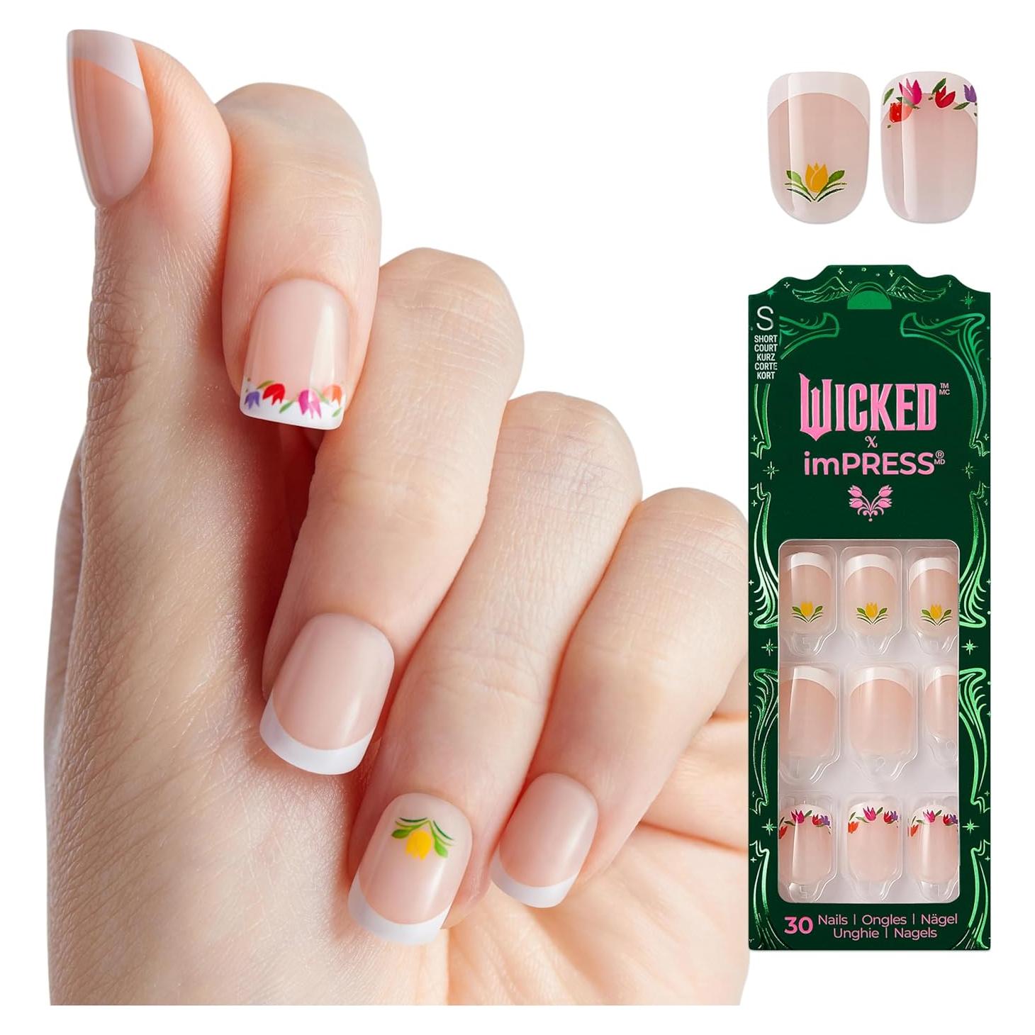Uñas Postizas KISS Wicked X imPRESS Arcoíris Flores 10 Días