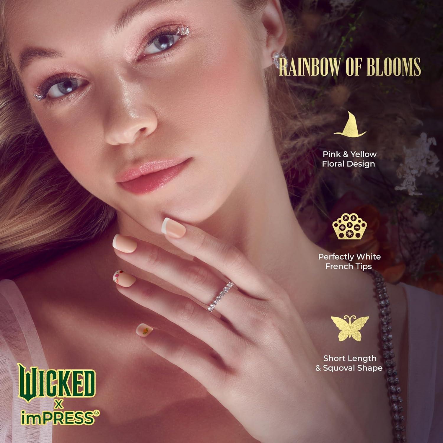Uñas Postizas KISS Wicked X imPRESS Arcoíris Flores 10 Días