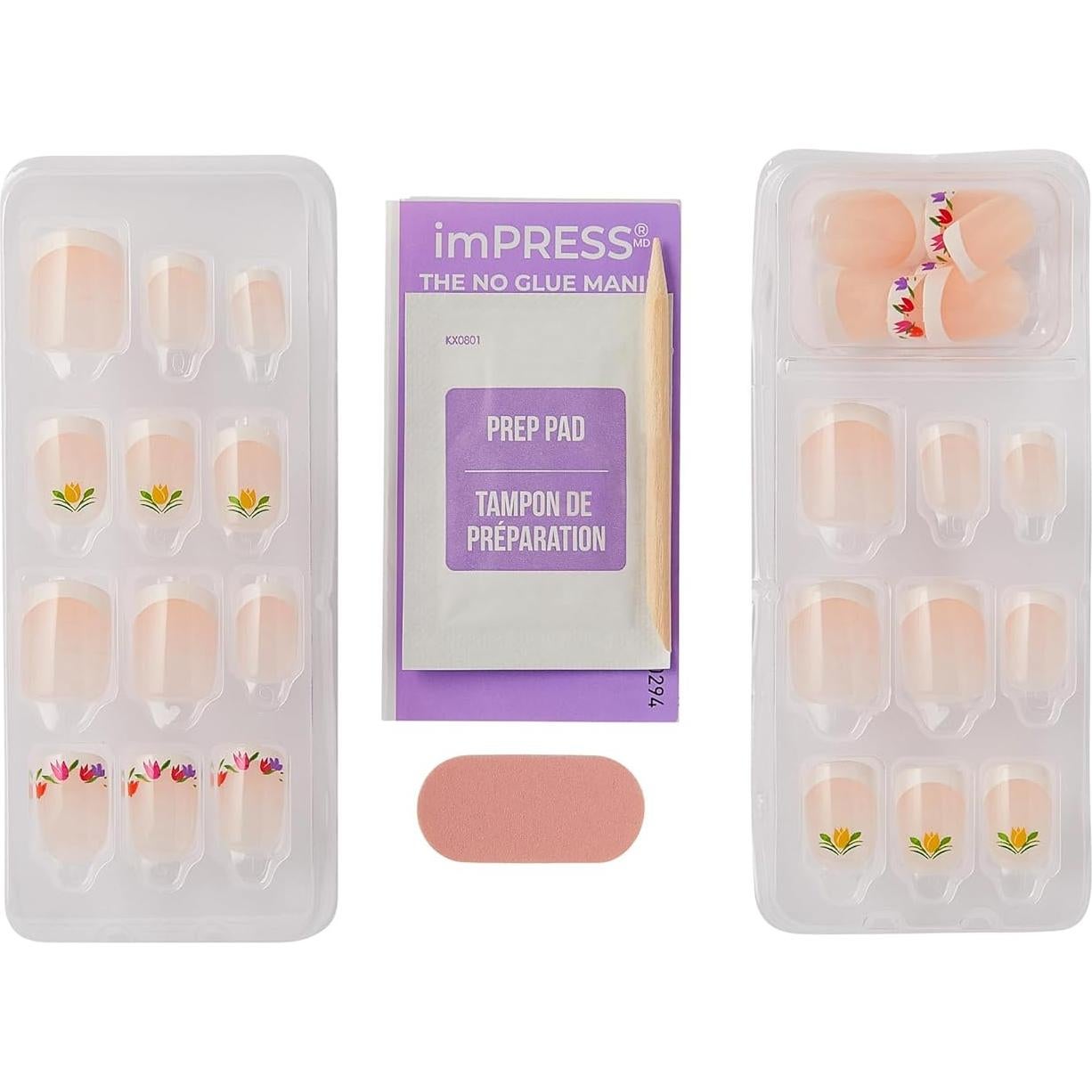 Uñas Postizas KISS Wicked X imPRESS Arcoíris Flores 10 Días