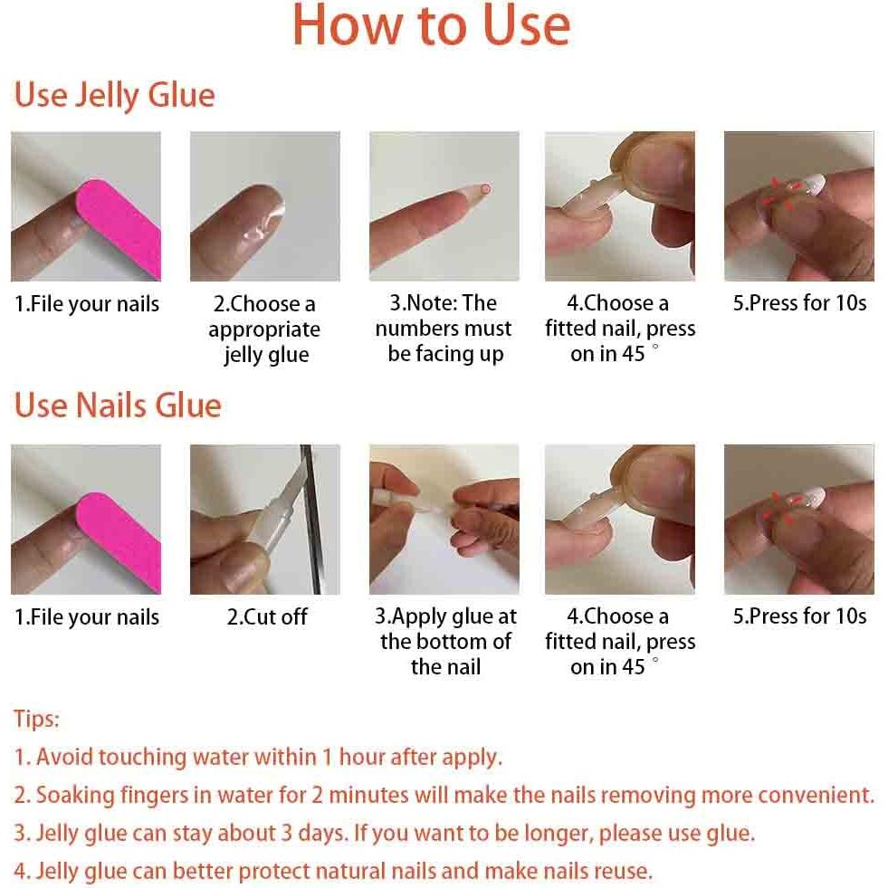 Uñas Falsas Medianas Enppode Almendra Nude y Negro 24 PCS