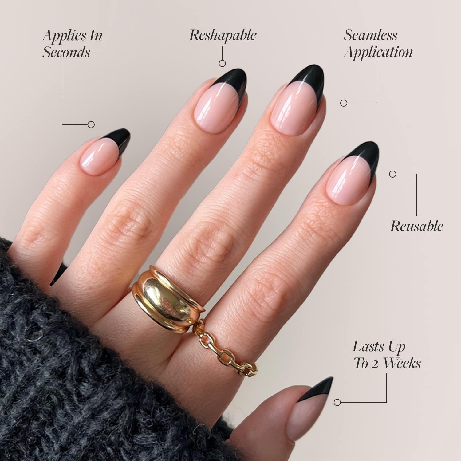 Kit de Uñas Postizas Reutilizables Glamnetic - Caviar y Boba