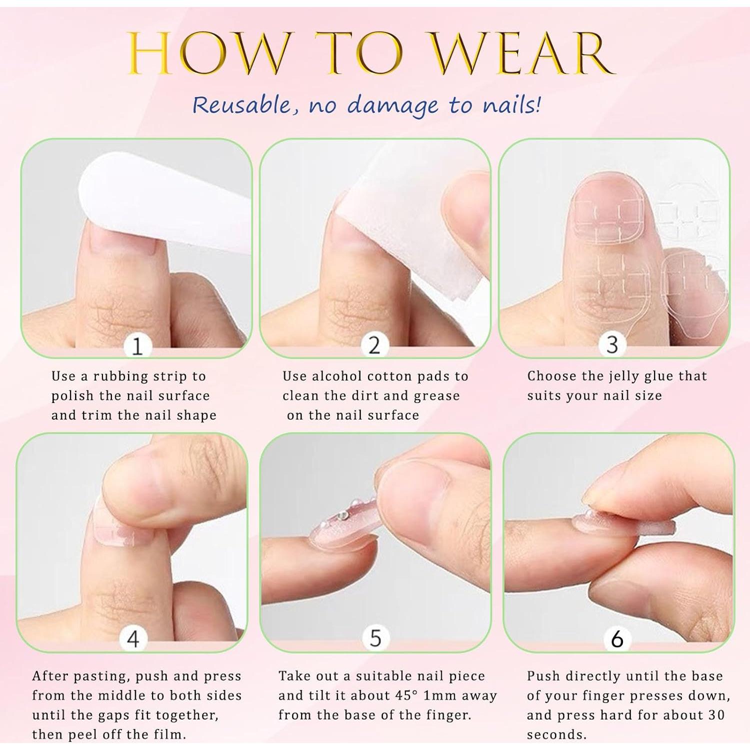 Uñas Postizas Cortas Cuadradas SRIMNUYY Azul Marino 24 Pcs