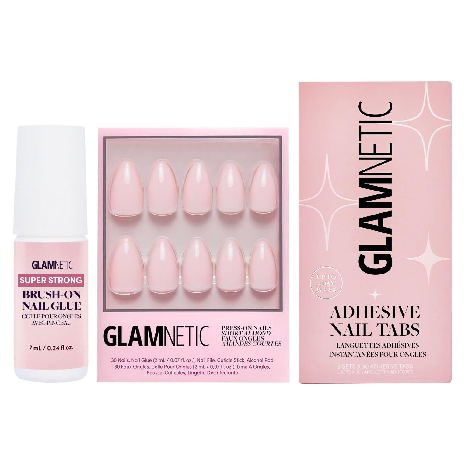 Kit de Uñas Postizas Glamnetic Rosa Ballet - 30 Uñas Almendra
