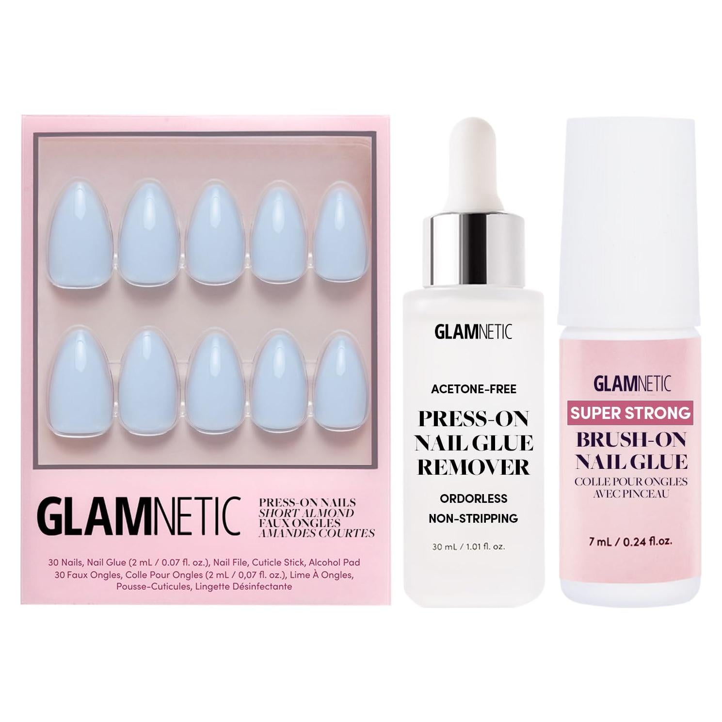 Kit Uñas Postizas Glamnetic Leche de Arándano 30 Uñas