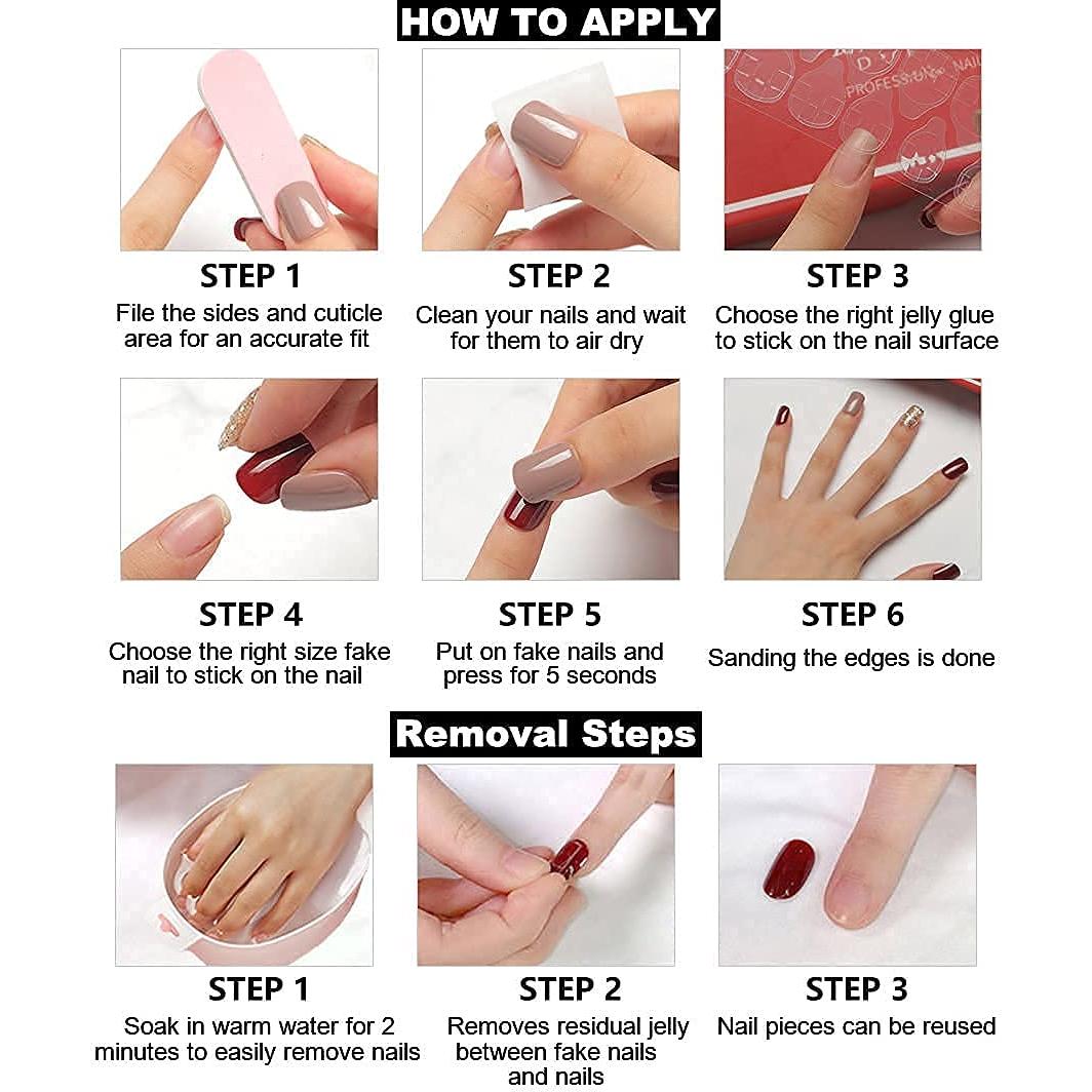 Uñas Postizas Ovaladas RikView Punta Francesa Azul 24 Piezas