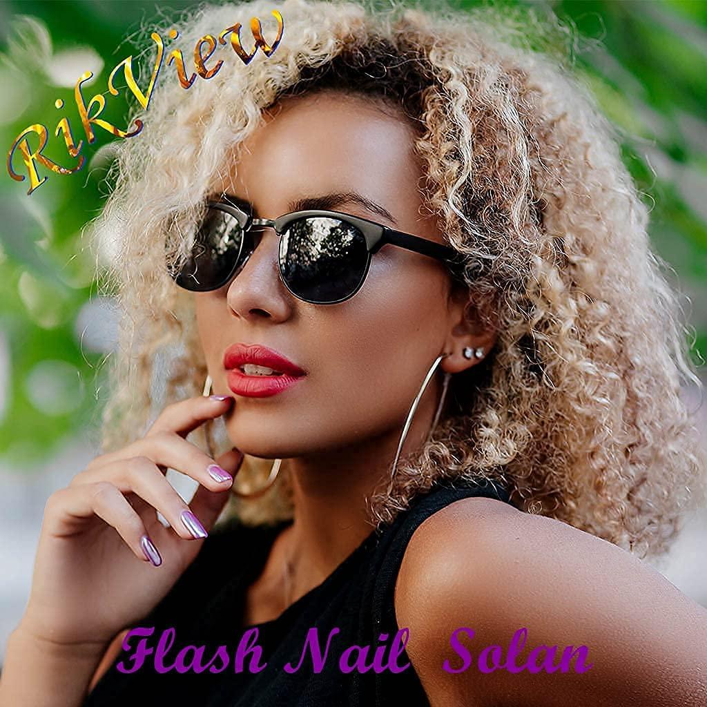 Uñas Postizas Ovaladas RikView Punta Francesa Azul 24 Piezas