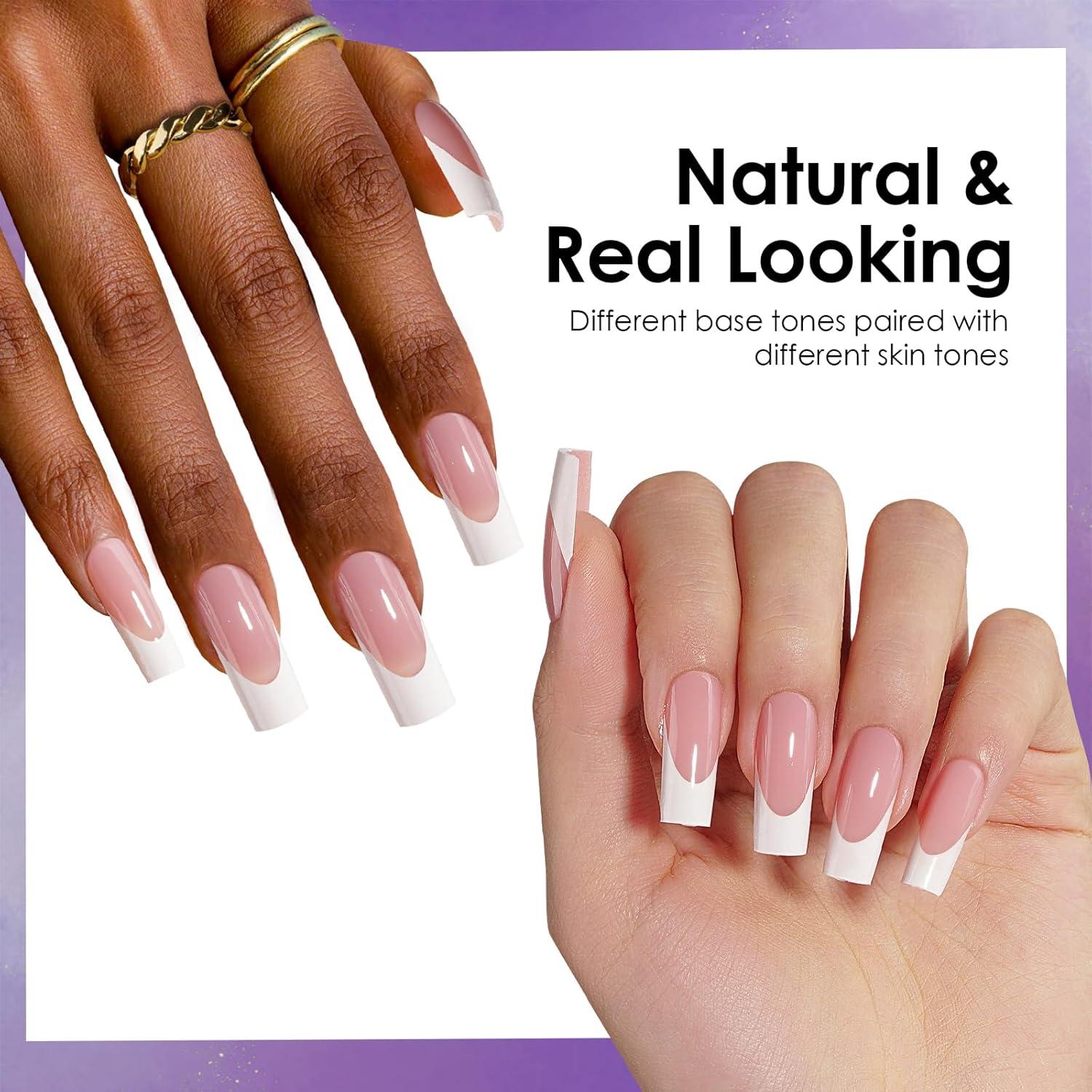 Uñas Postizas Punta Francesa Canvalite 300 Pcs Rosa y Blanco