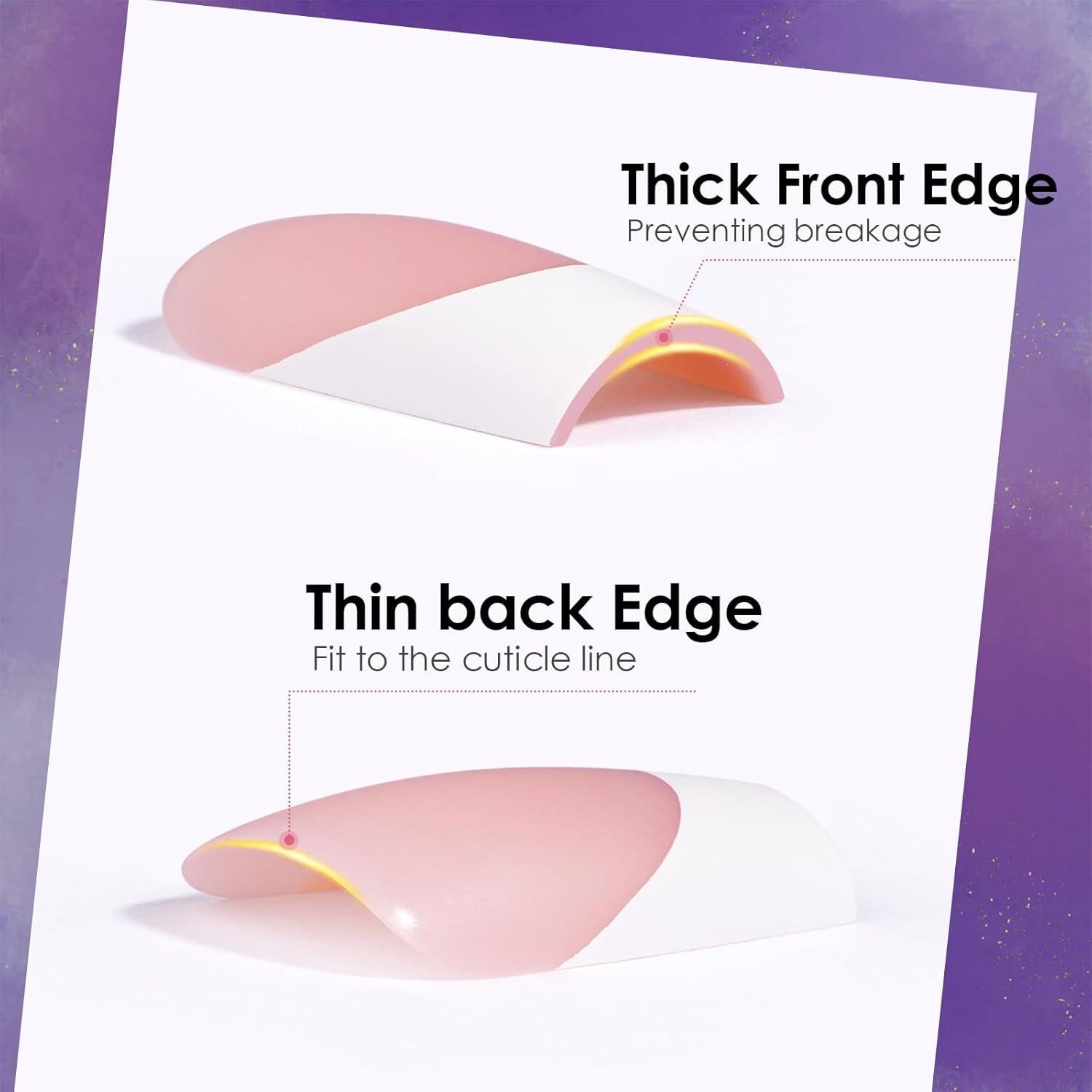 Uñas Postizas Punta Francesa Canvalite 300 Pcs Rosa y Blanco