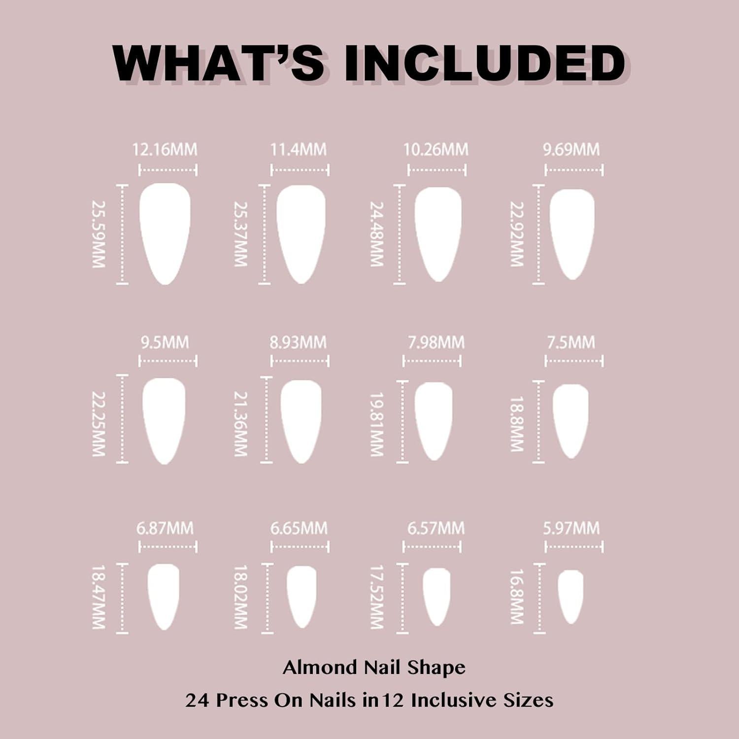 Uñas Postizas Almendras Medianas Gentle Claws - Otoño 24 Piezas