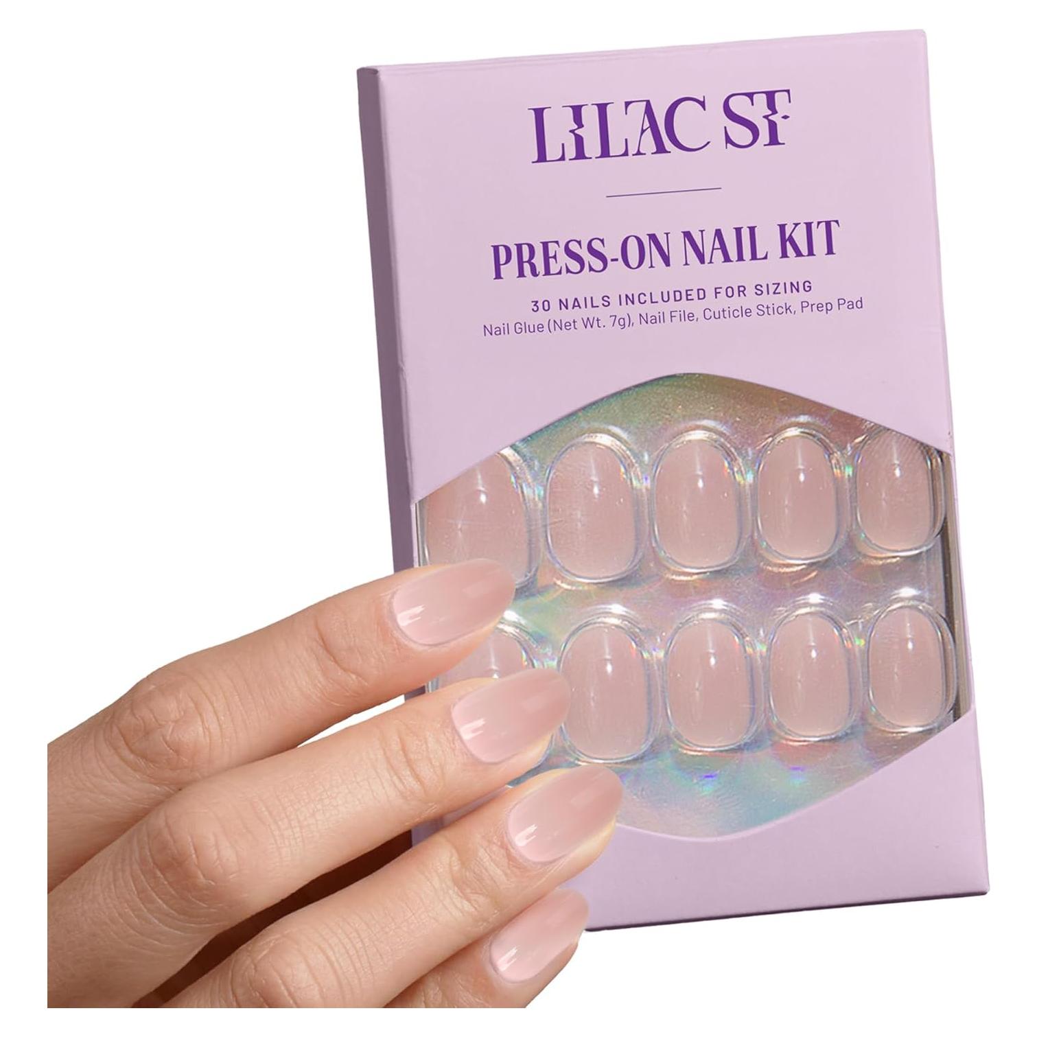 Kit de Uñas Postizas Lilac St - Rayo de Plata (30 Uñas, 15 Tamaños)