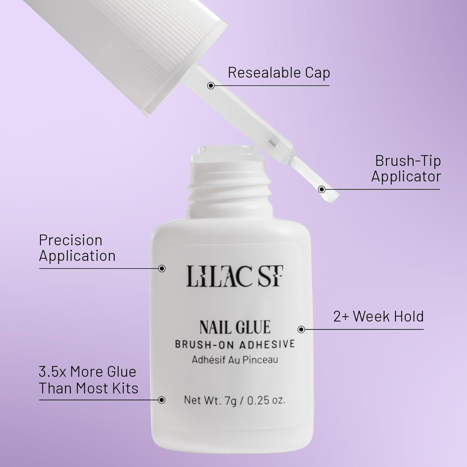 Kit de Uñas Postizas Lilac St - Rayo de Plata (30 Uñas, 15 Tamaños)