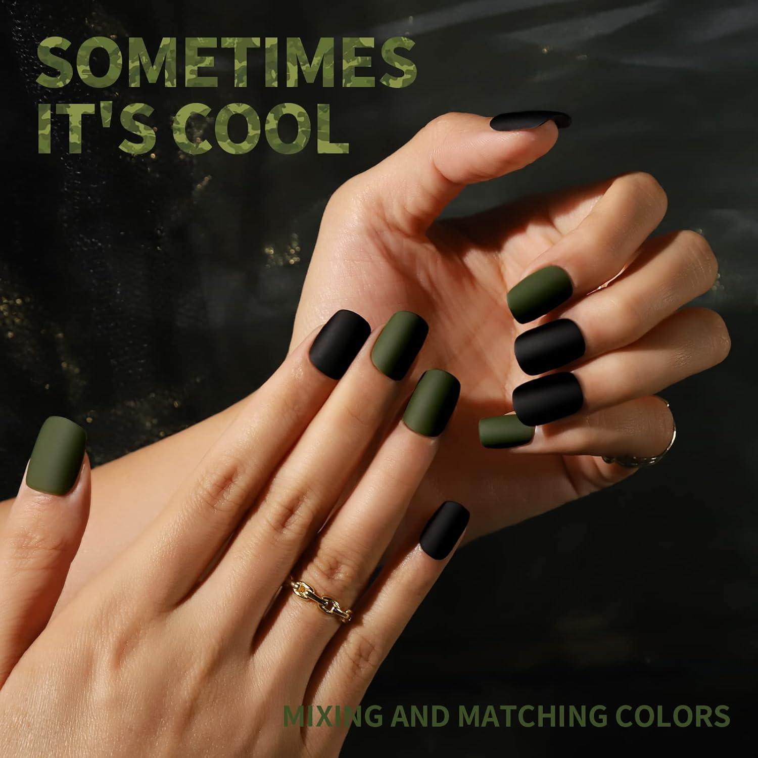 Teenitor Uñas Postizas Cortas Mate 576pcs con Pegamento