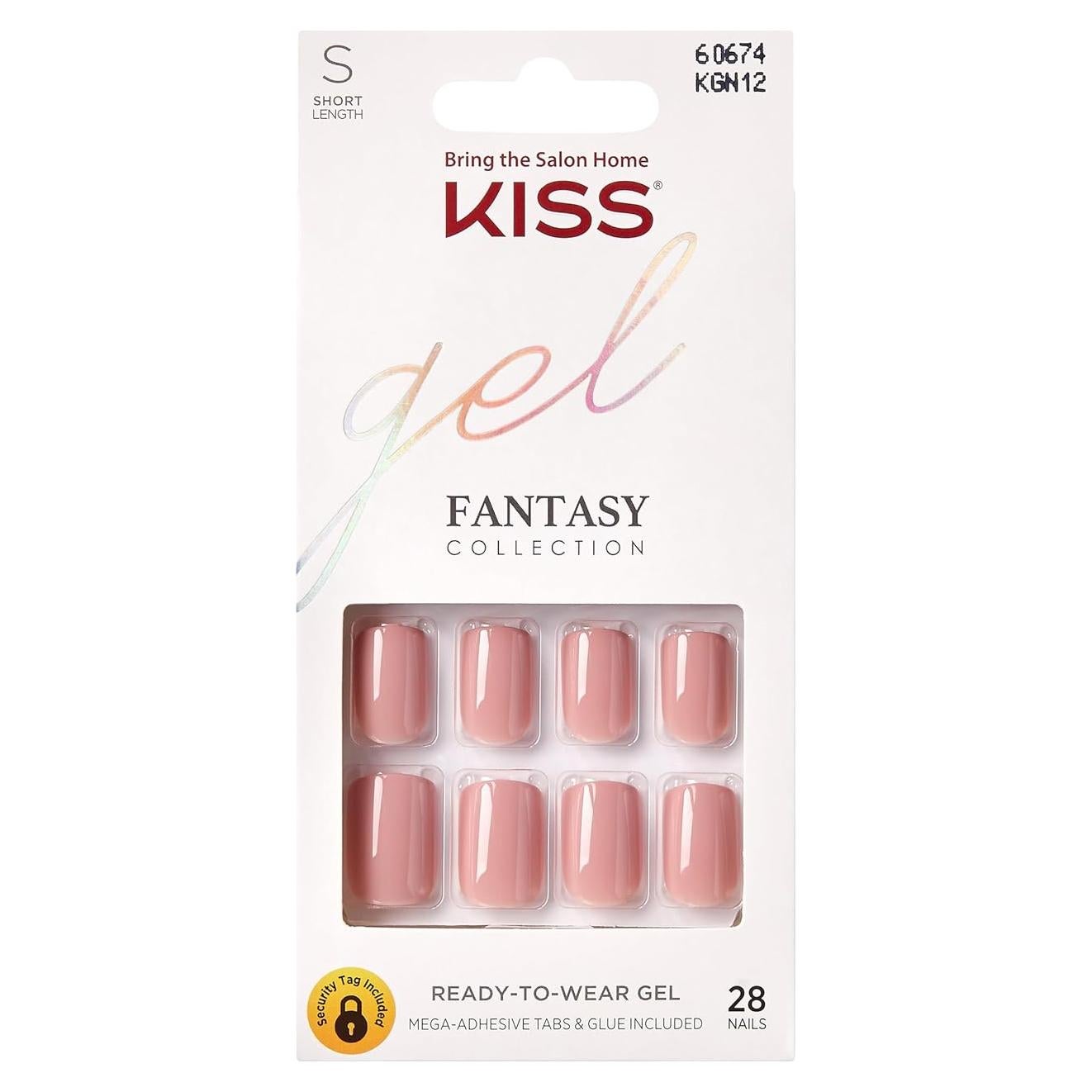 KISS Gel Fantasy Uñas Postizas Ribbons Rosa Cortas 28 Uñas