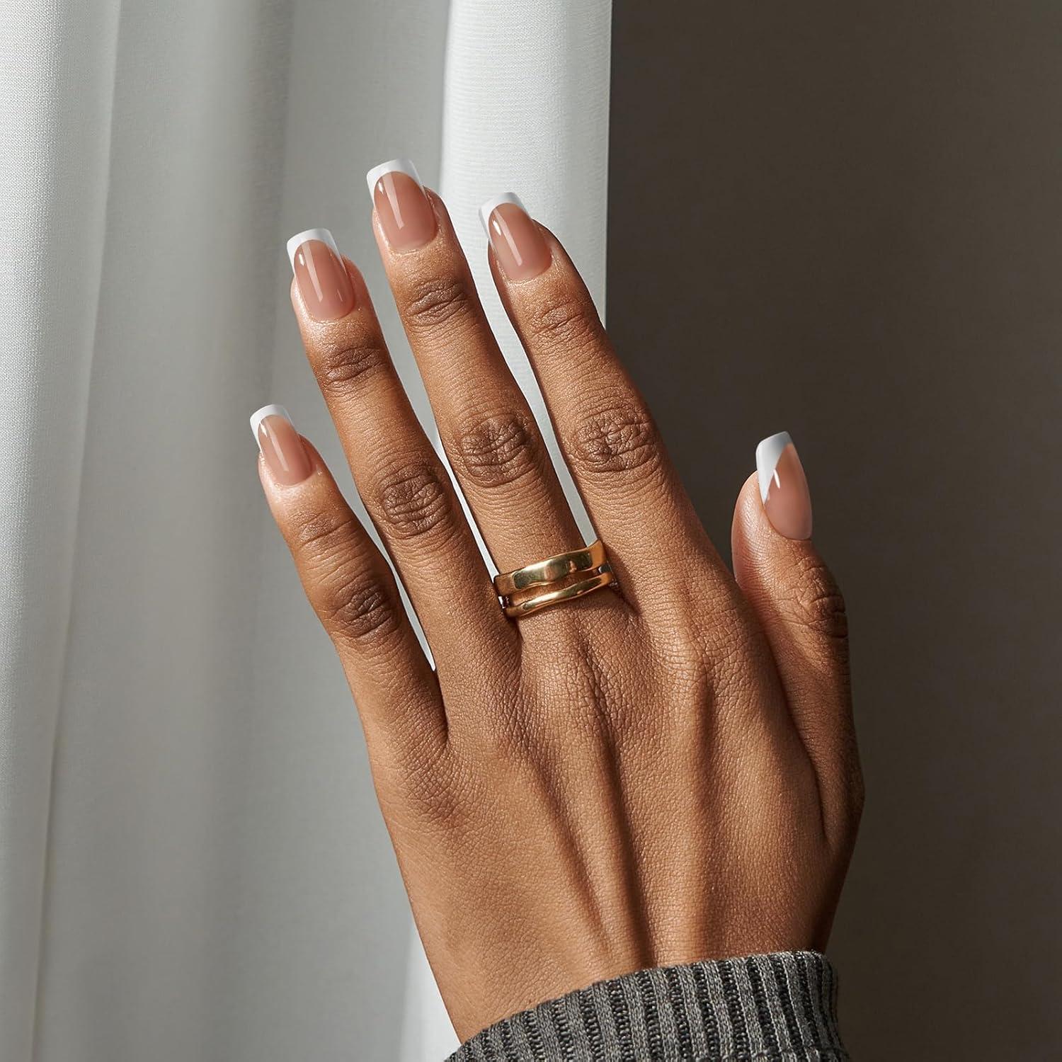 Uñas de Gel de Punta Francesa BTArtboxnails 160pcs Cortas