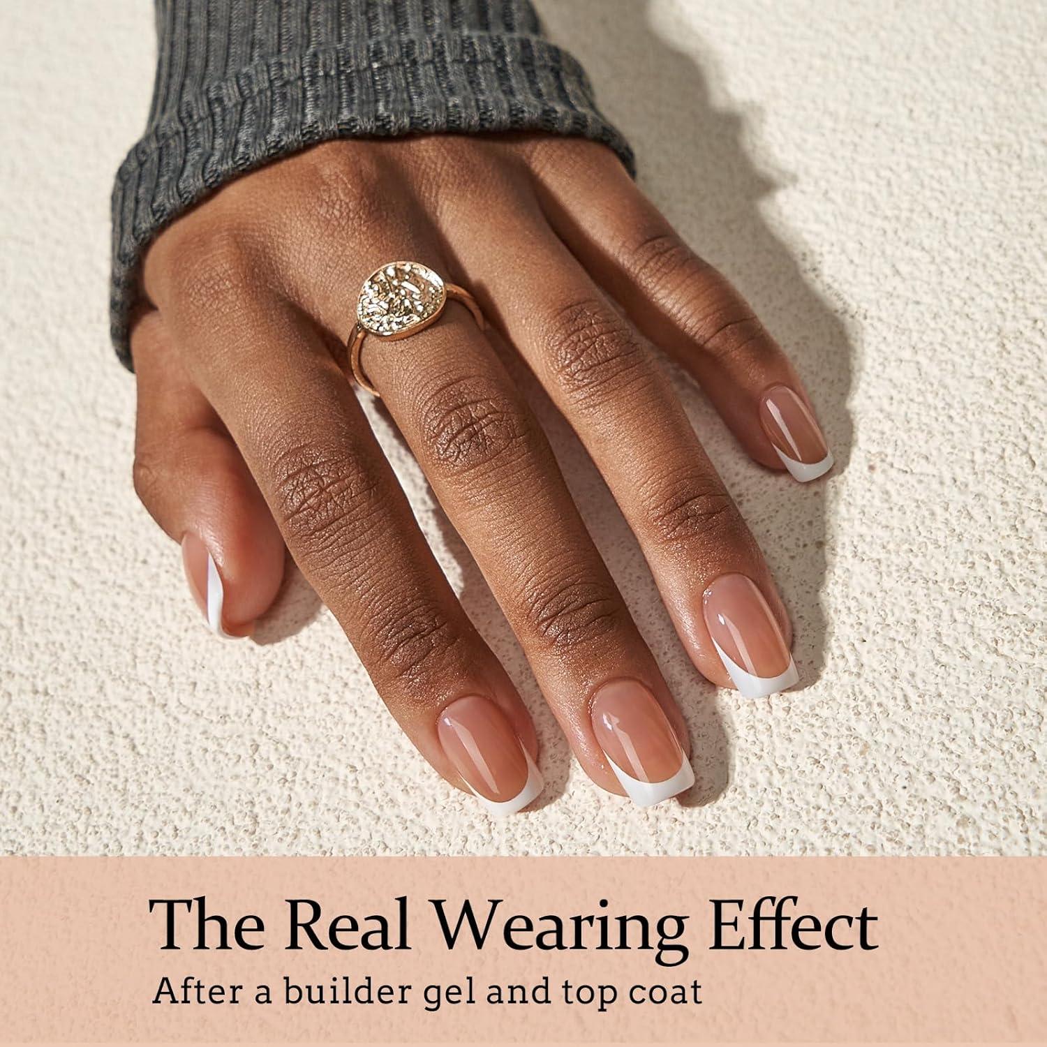 Uñas de Gel de Punta Francesa BTArtboxnails 160pcs Cortas