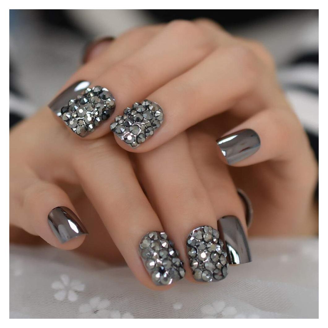 Placas de Uñas Falsas Coolnail L5535 Espejo Gris Metálico