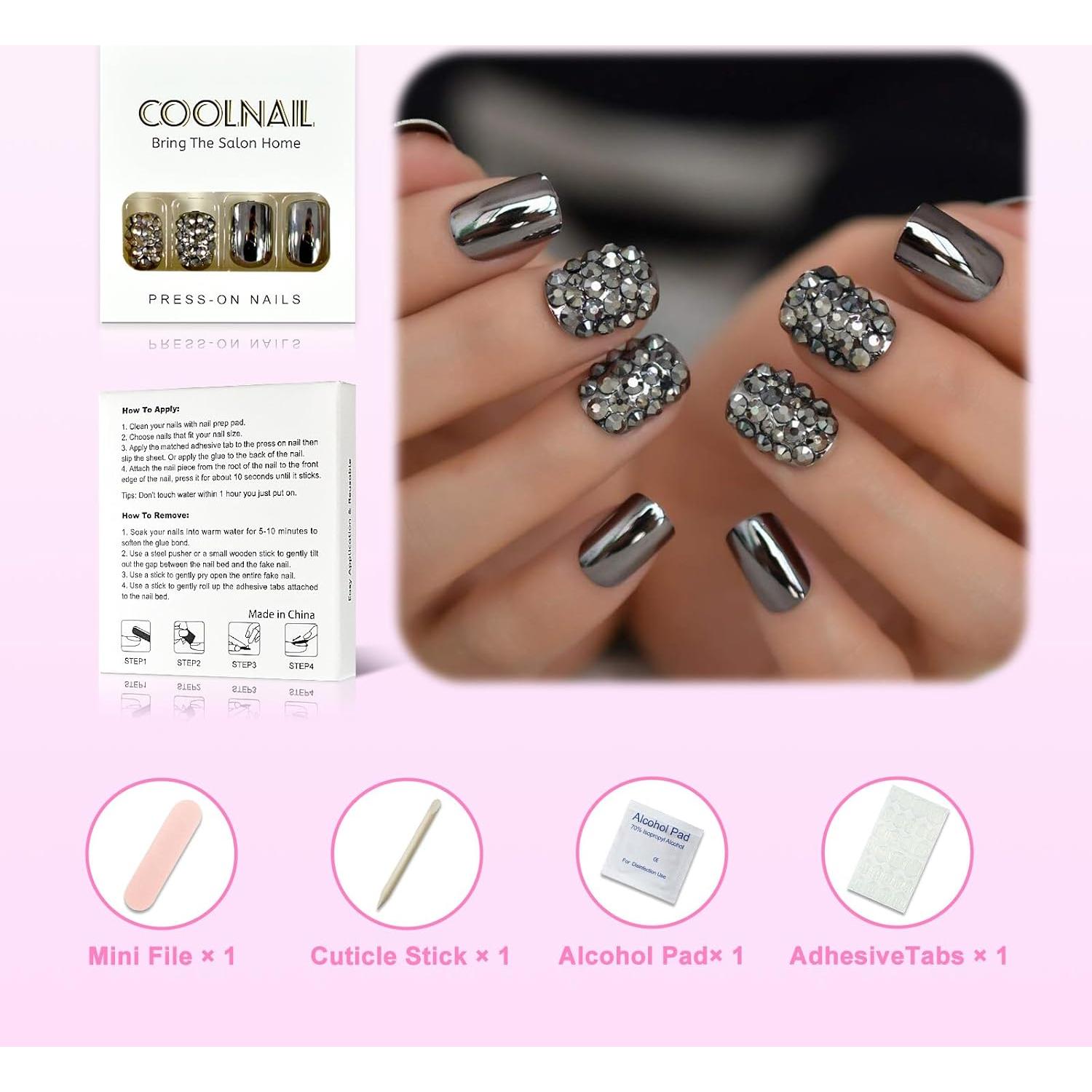 Placas de Uñas Falsas Coolnail L5535 Espejo Gris Metálico