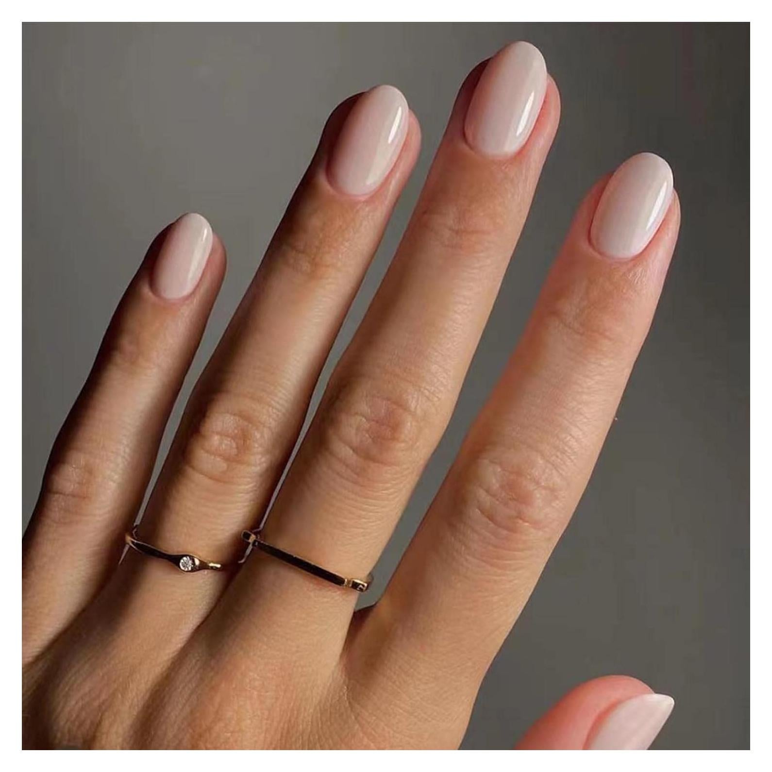 Uñas Postizas Cortas Almendra YoYoee Color Blanco 24 Pcs