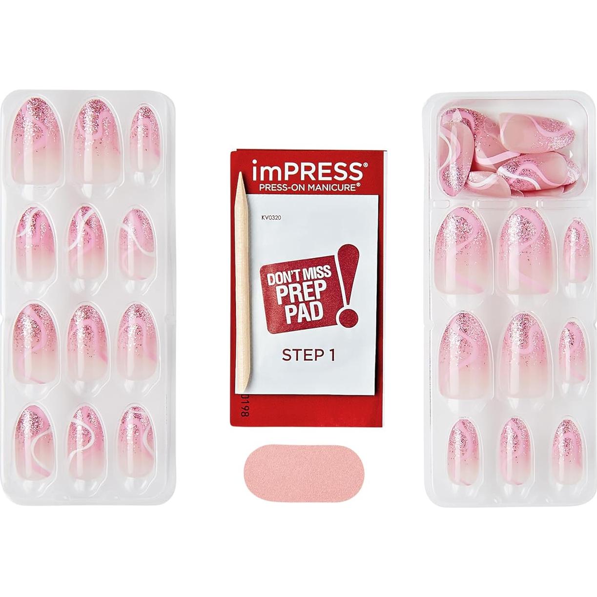 Uñas Postizas KISS imPRESS 'Venus Salvaje' Rosa Medianas