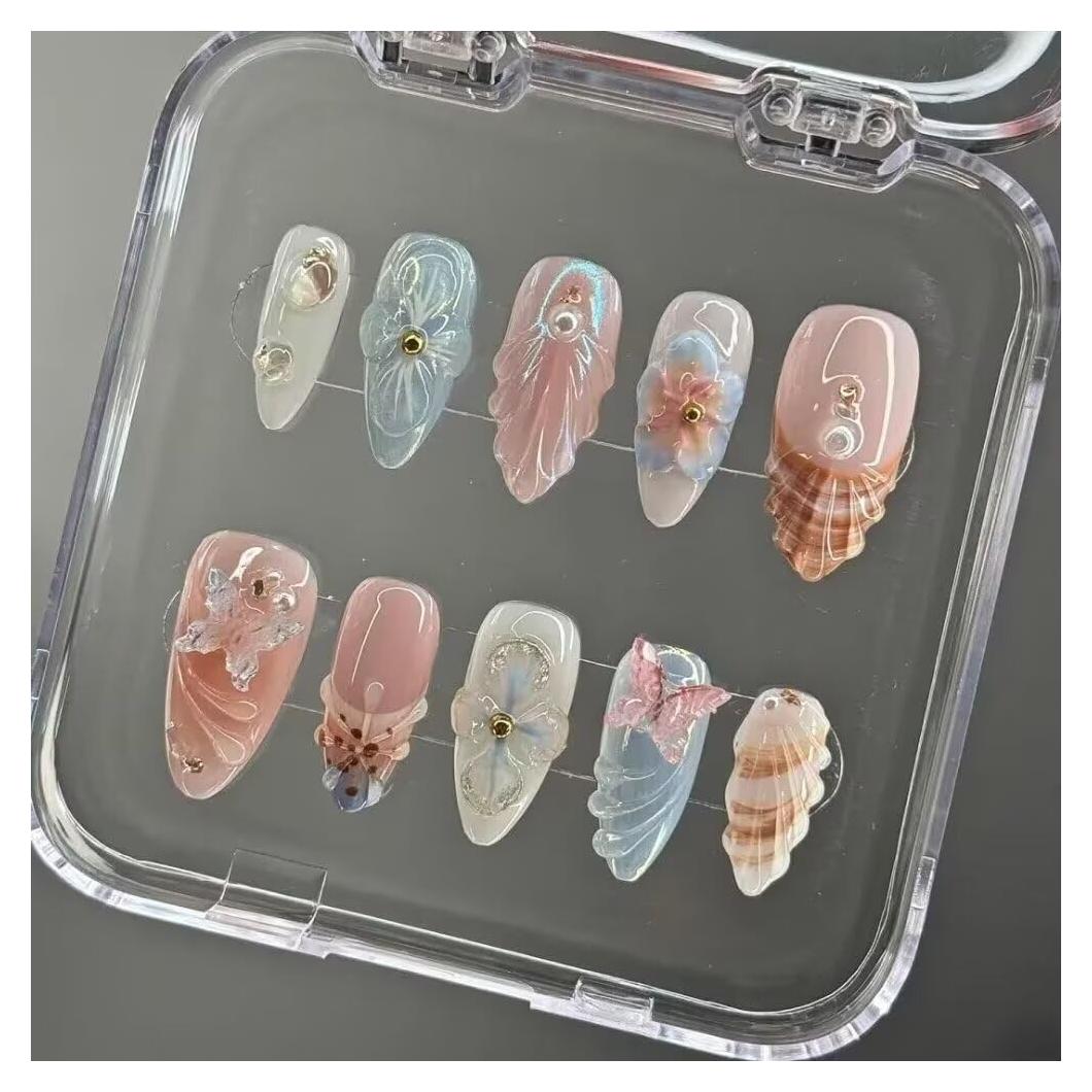 Uñas Postizas Hechas a Mano MAGLFELL Almendra Media 10 Pcs