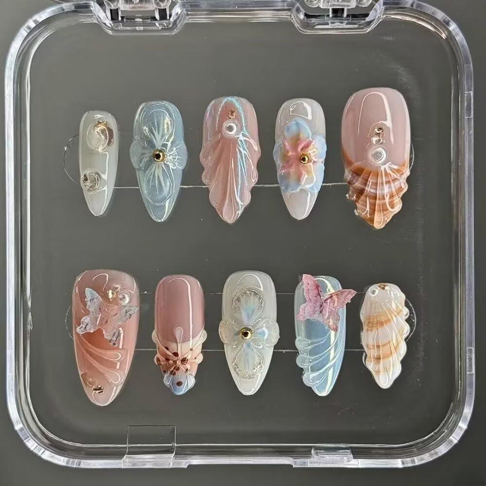 Uñas Postizas Hechas a Mano MAGLFELL Almendra Media 10 Pcs