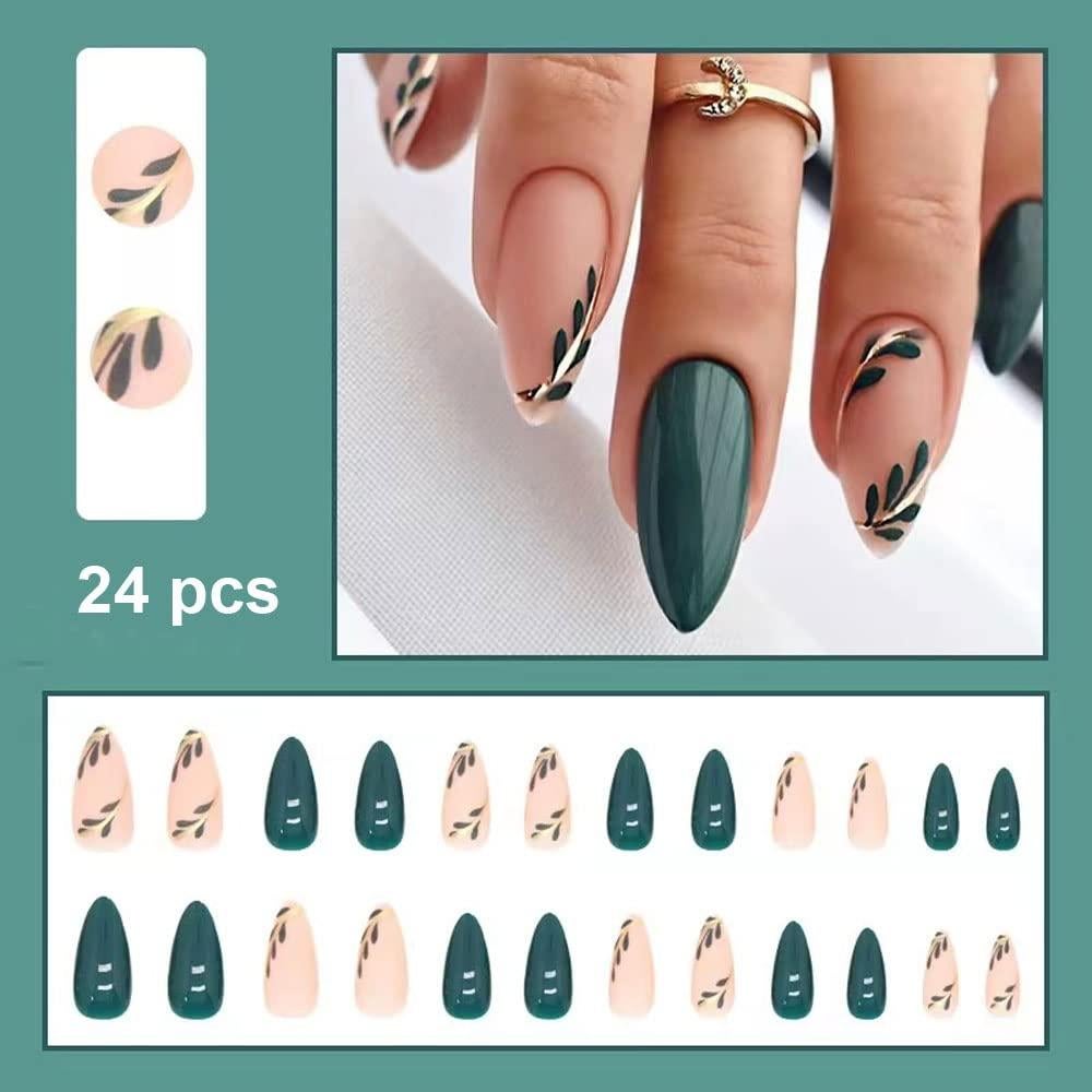 Uñas Postizas Magrace Almendra Mediana 24 Pcs con Diseño