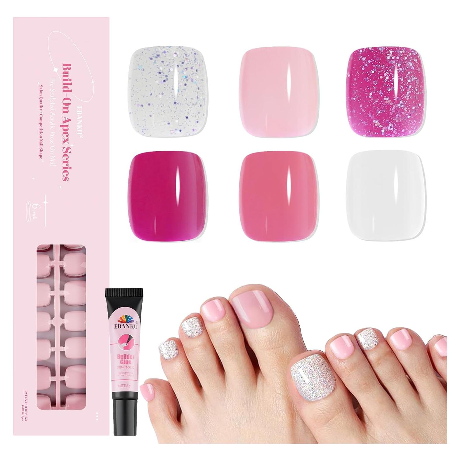 Uñas Postizas para Dedos de los Pies EBANKU 216 Piezas 18 Tamaños