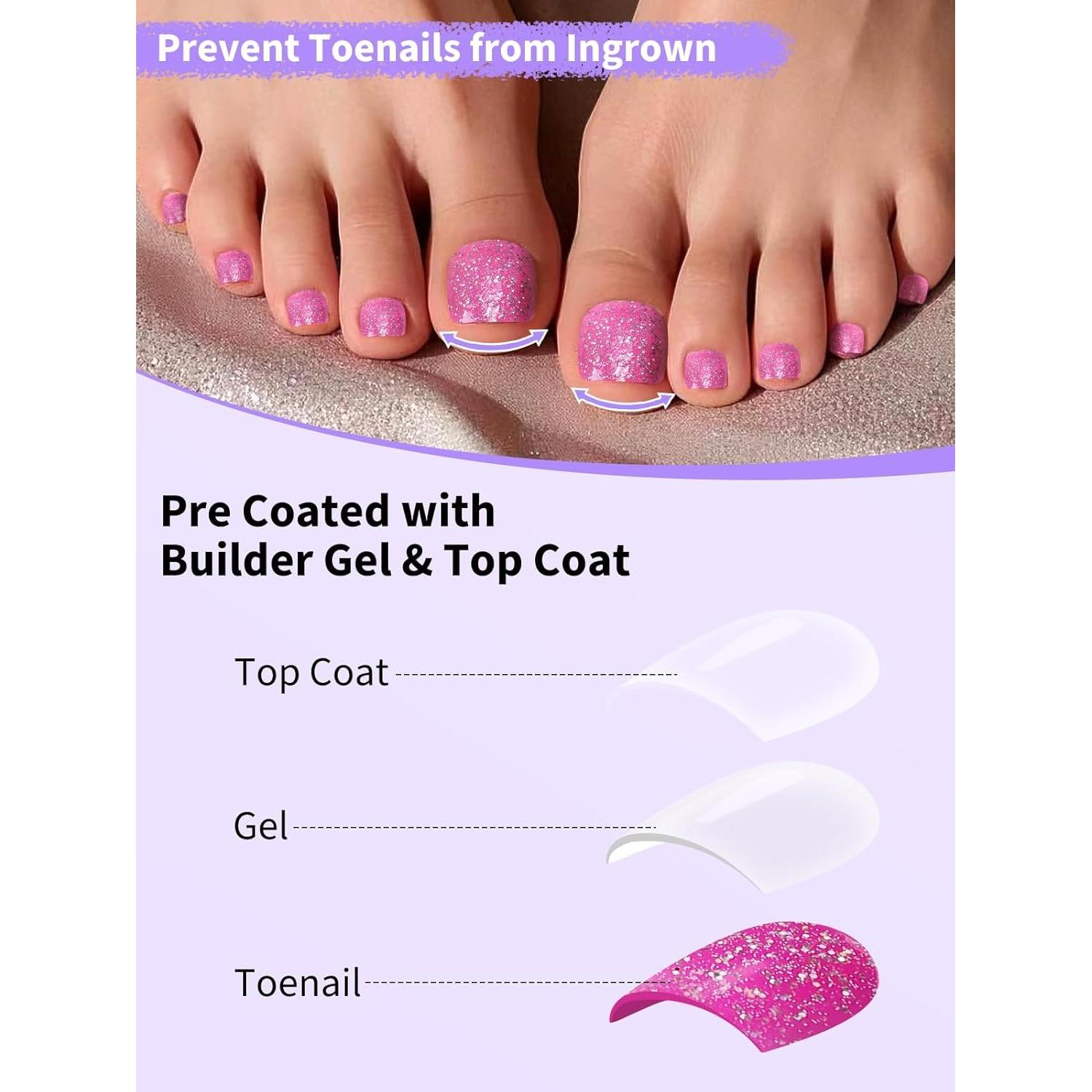 Uñas Postizas para Dedos de los Pies EBANKU 216 Piezas 18 Tamaños