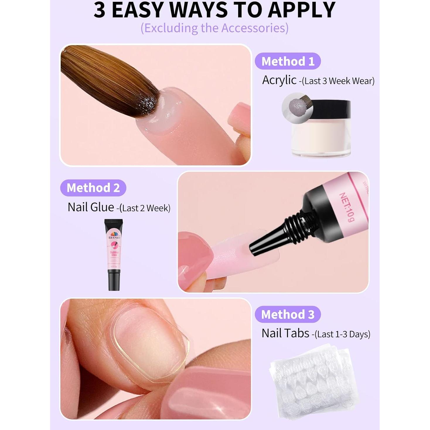 Uñas Postizas para Dedos de los Pies EBANKU 216 Piezas 18 Tamaños